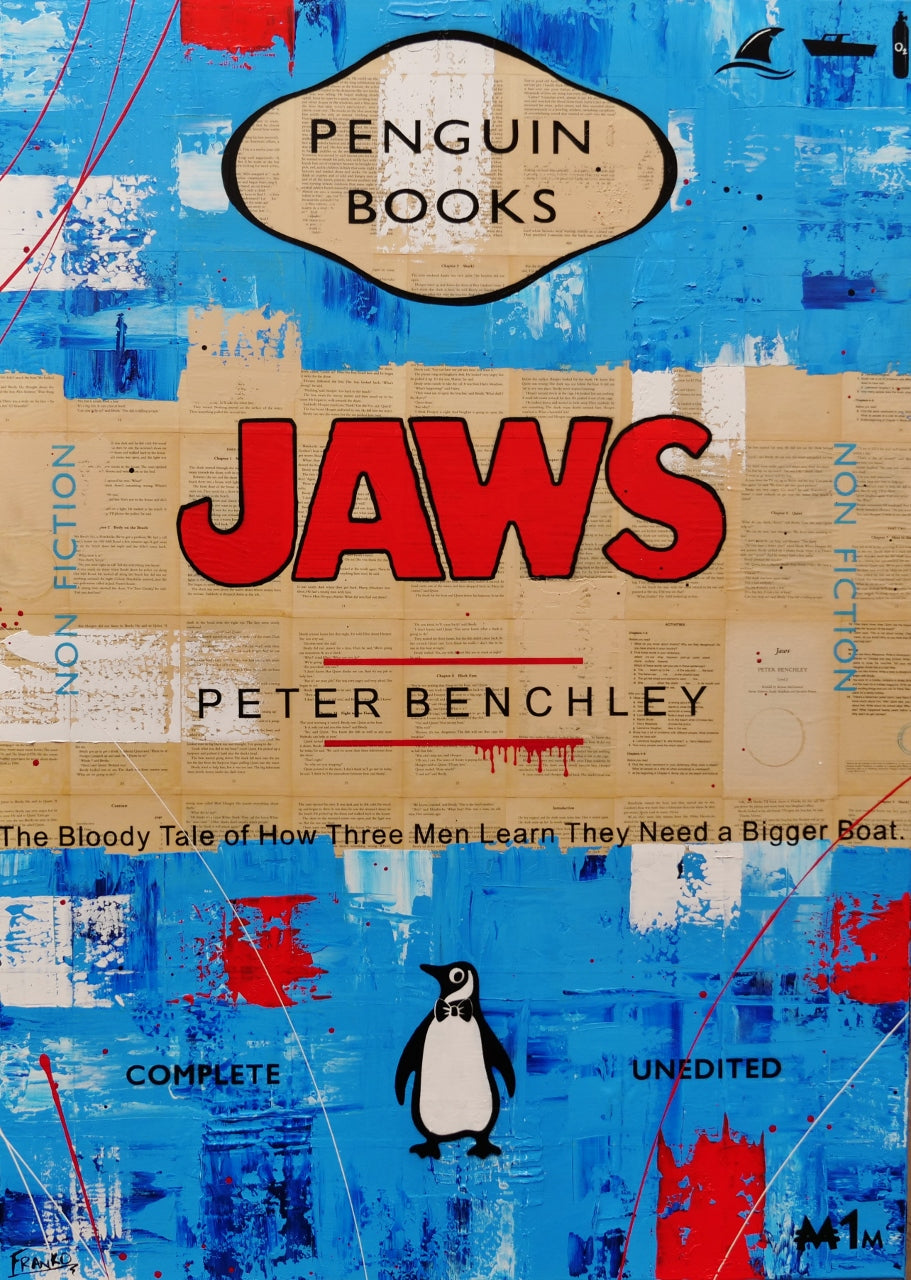 Jaws 140cm x 100cm Urban Pop Book Club Painting (SOLD)-book club-[Franko_Artist]-[Australian_artist]-[Gold_Coast]-[Brisbane]-[modern]-[contemporary]-[original]-[Large_artwork]-Franklin Art Studio