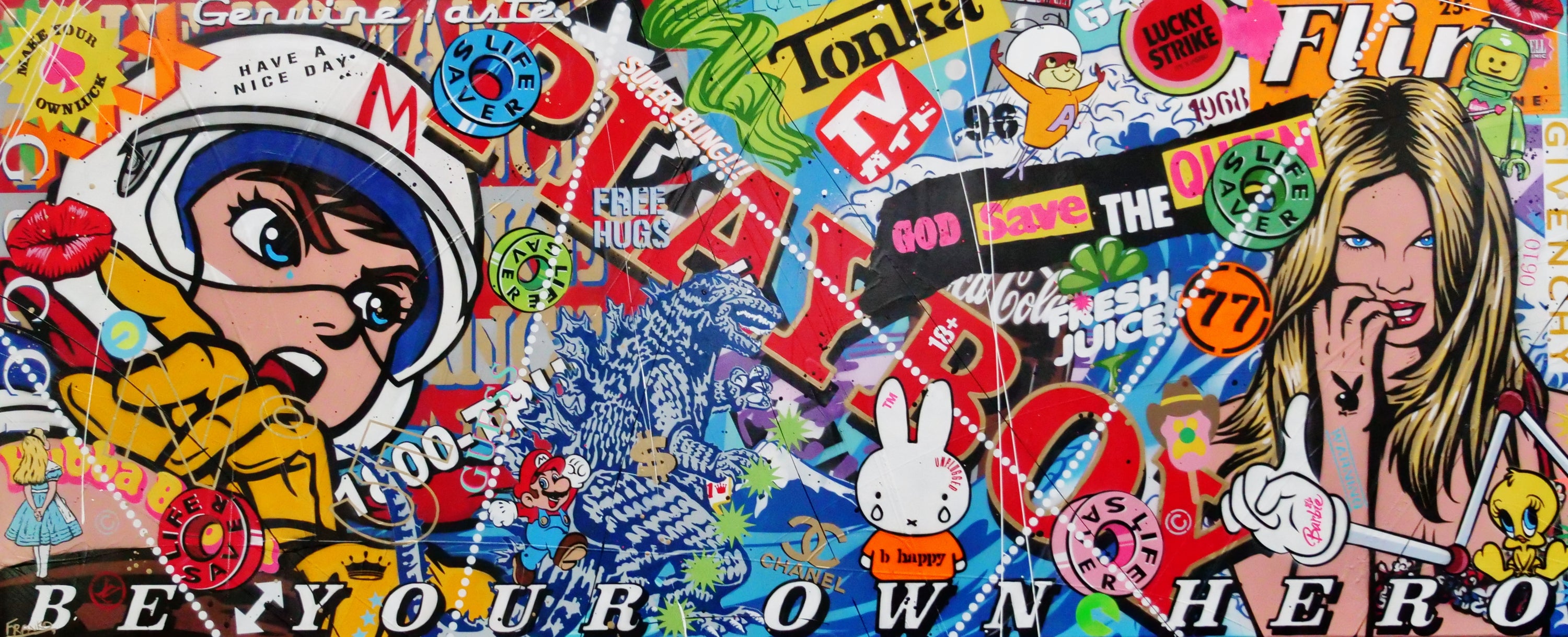Speeding thru life 240cm x 100cm Speed Racer Textured Urban Pop Art Painting (SOLD)-Urban Pop Art-[Franko_Artist]-[Australian_artist]-[Gold_Coast]-[Brisbane]-[modern]-[contemporary]-[original]-[Large_artwork]-Franklin Art Studio