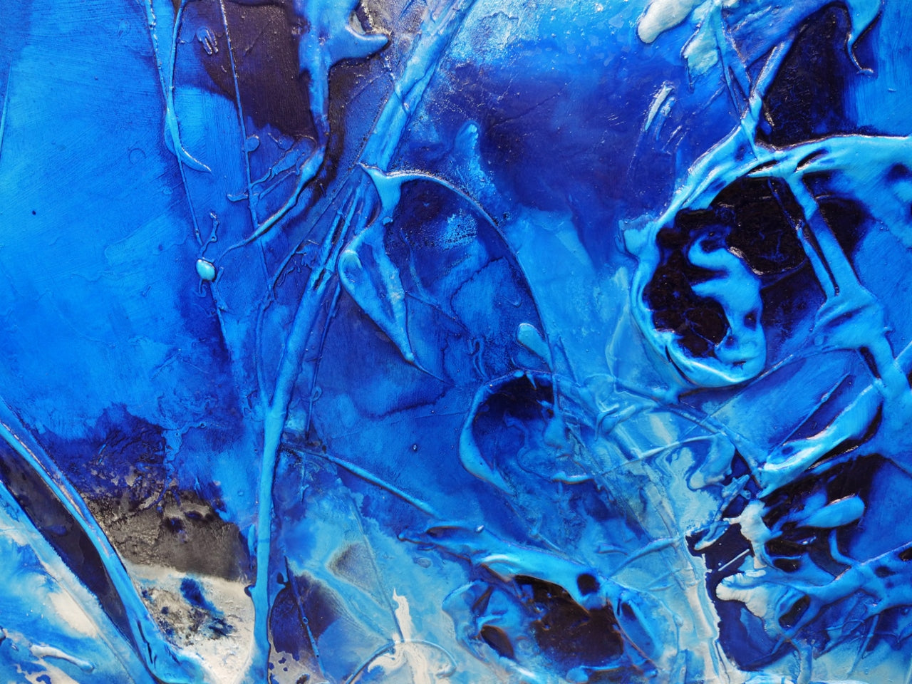 Sapphire Horizon 190cm x 100cm Blue White Textured Abstract Painting (SOLD)