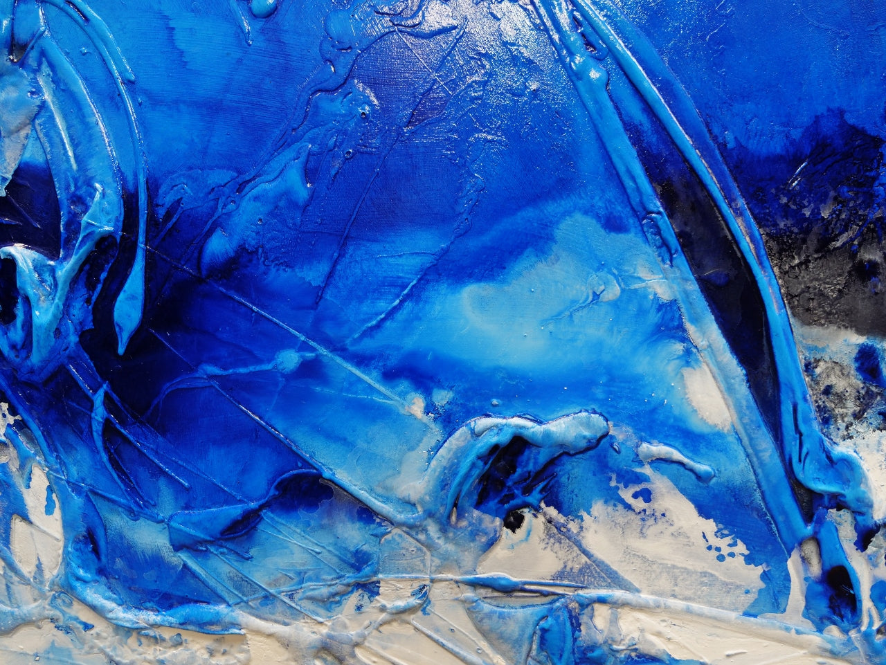 Sapphire Horizon 190cm x 100cm Blue White Textured Abstract Painting (SOLD)
