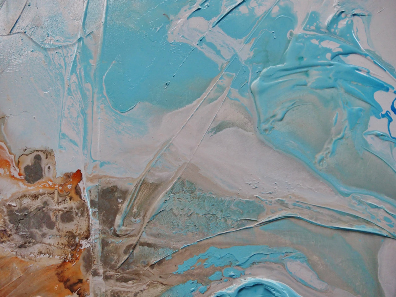 Coastal Headland 160cm Oxide Rust Pastel Blue Textured Abstract Painting (SOLD)