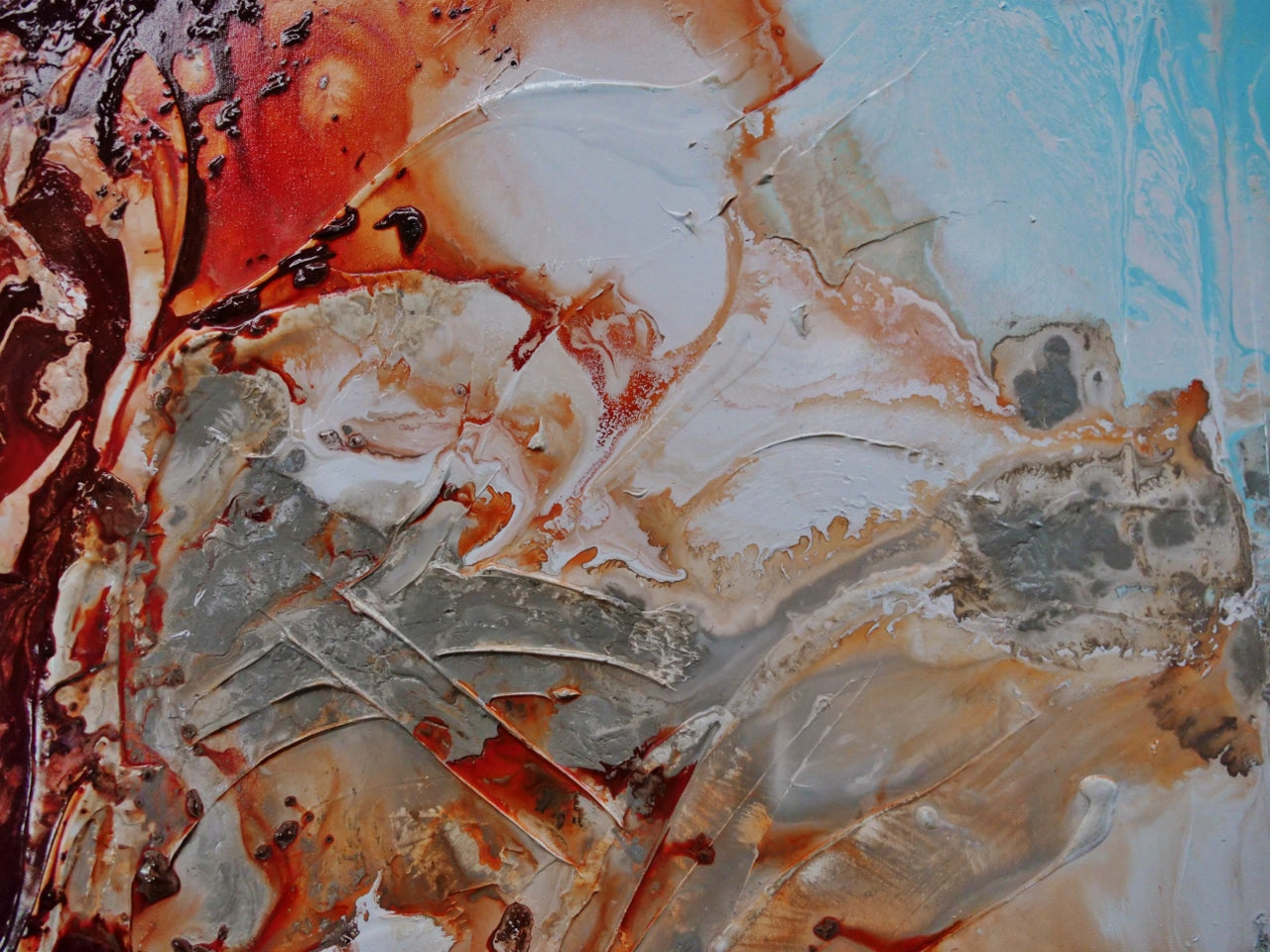 Coastal Headland 160cm Oxide Rust Pastel Blue Textured Abstract Painting (SOLD)