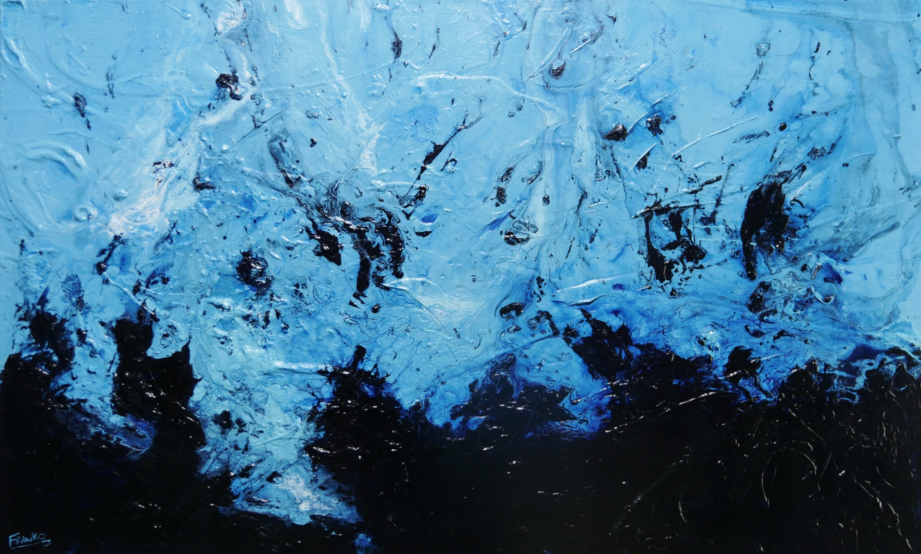 Aquatic Intent 200cm x 120cm Blue Textured Abstract Painting