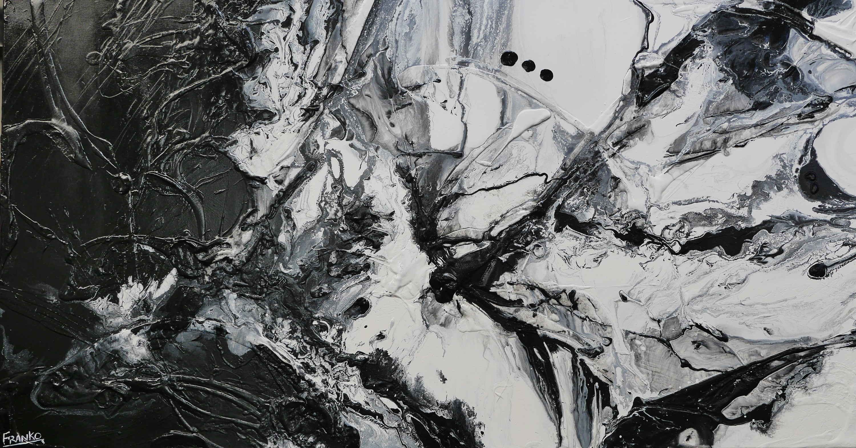 Black Haze 190cm x 100cm Black White Textured Abstract Painting (SOLD)-Abstract-[Franko_Artist]-[Australian_artist]-[Gold_Coast]-[Brisbane]-[modern]-[contemporary]-[original]-[Large_artwork]-Franklin Art Studio