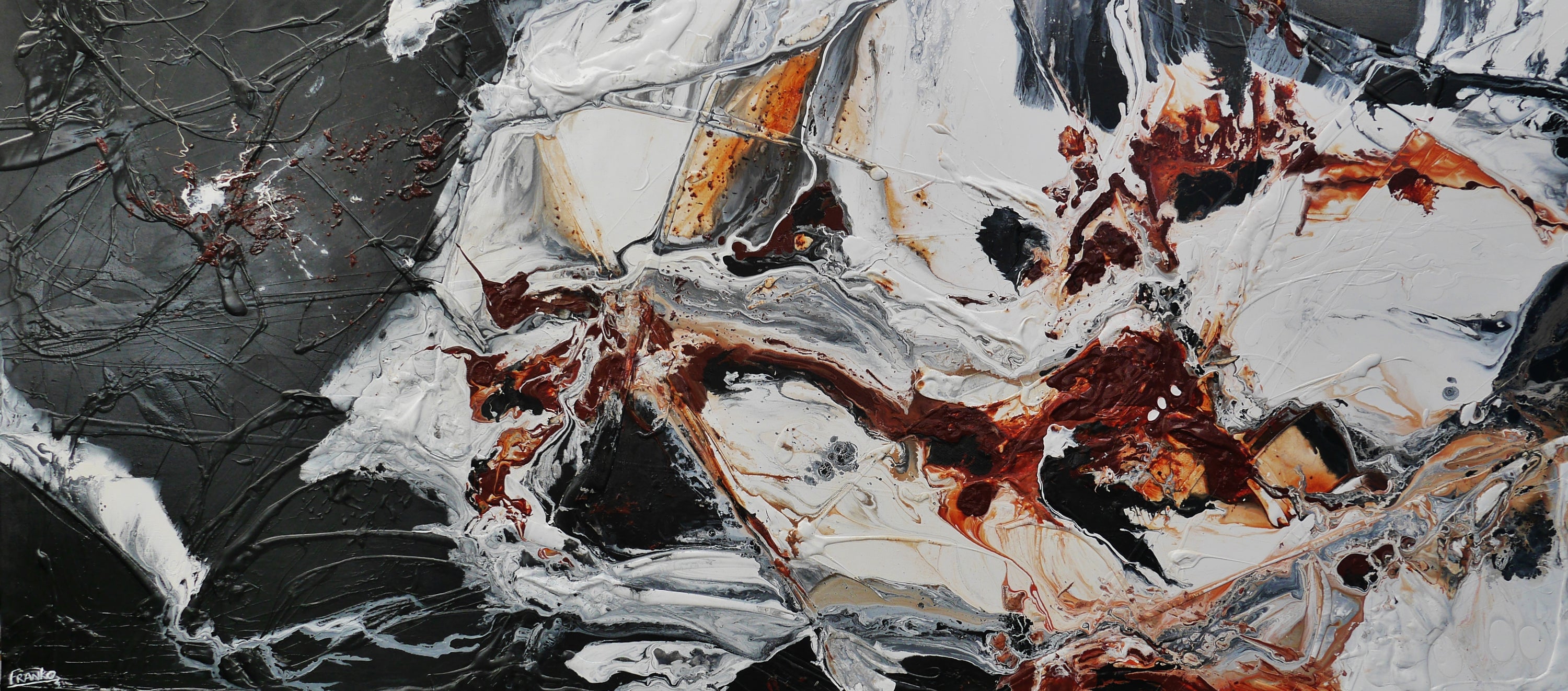 Oxide Slate 270cm x 120cm Oxide Black Grey White Textured Abstract Painting (SOLD)-Abstract-[Franko_Artist]-[Australian_artist]-[Gold_Coast]-[Brisbane]-[modern]-[contemporary]-[original]-[Large_artwork]-Franklin Art Studio