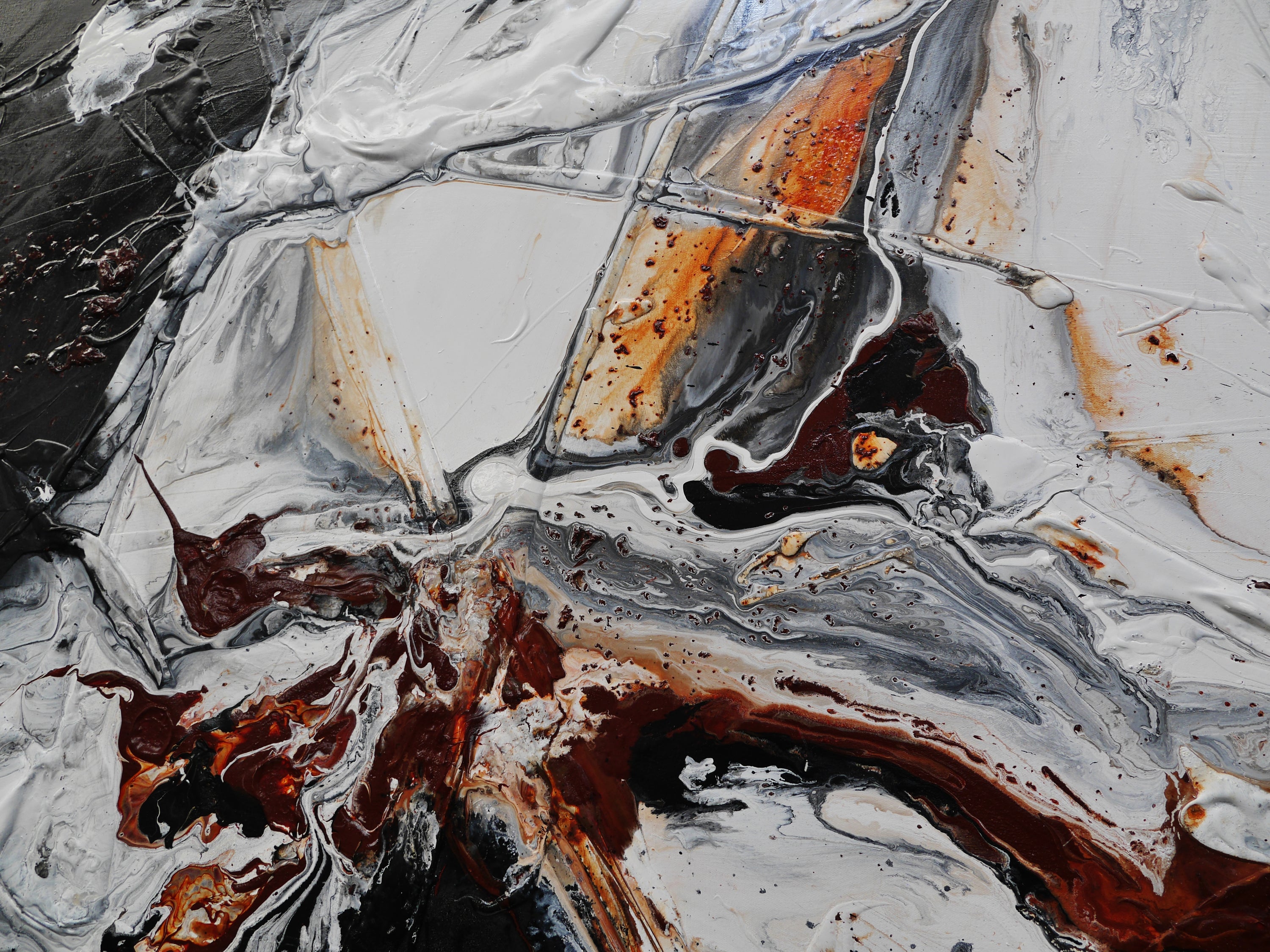 Oxide Slate 270cm x 120cm Oxide Black Grey White Textured Abstract Painting (SOLD)