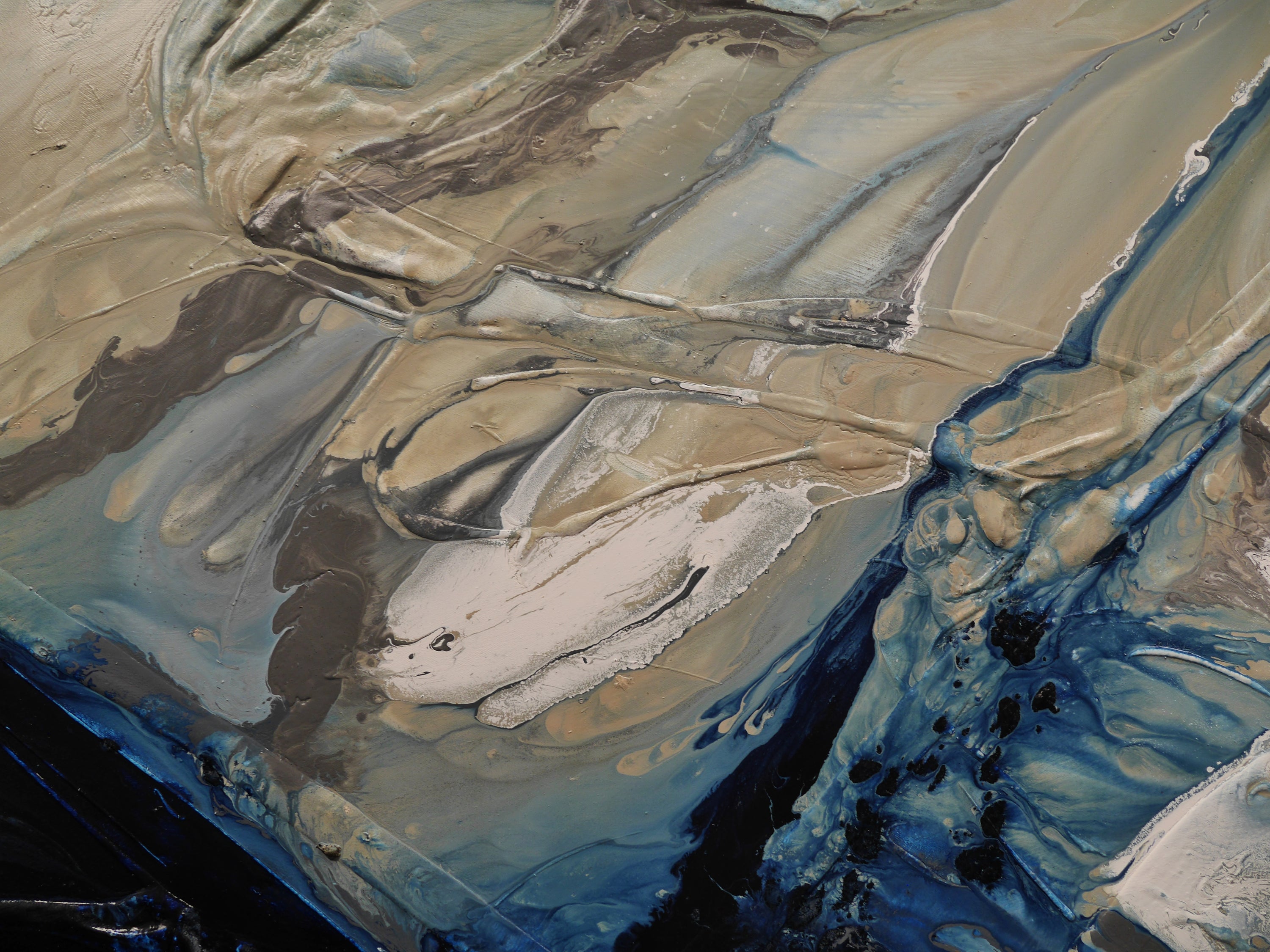 Stay and Wander 190cm x 100cm Grey Blue White Textured Abstract Painting (SOLD)