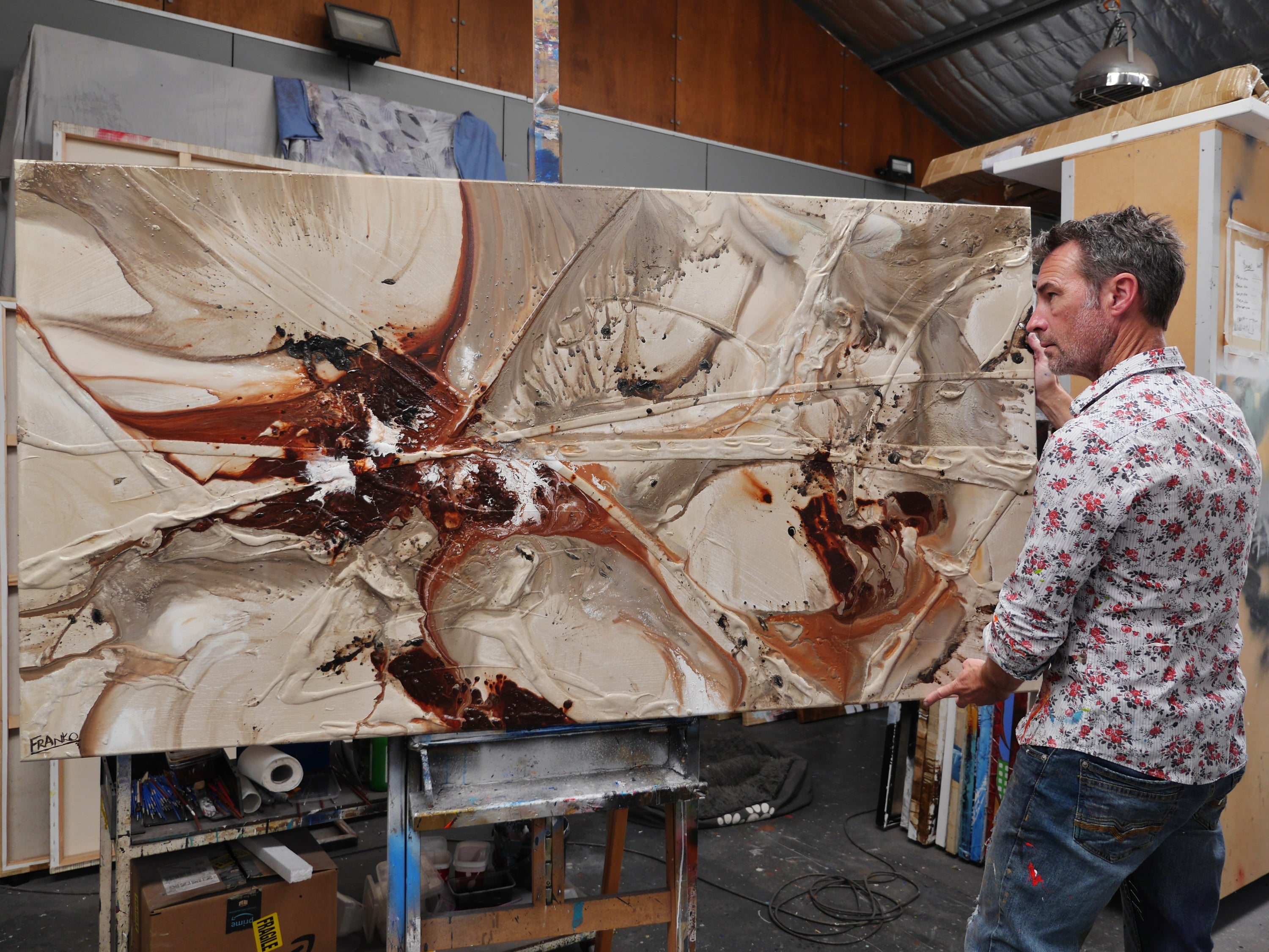 The Almond Principle 190cm x 100cm Malt Rusts Browns Textured Abstract Painting (SOLD)-Abstract-[Franko_Artist]-[The_Block]-[Dream_Homes]-[ideas]- [Grand_Designs]-Franklin Art Studio