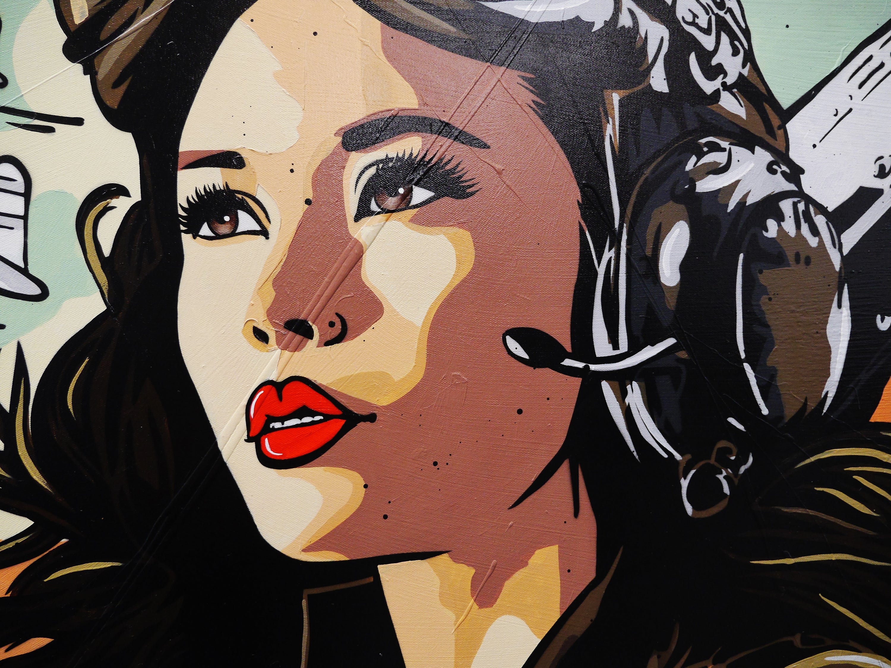 update alt-text with template The Enemy Fleet ... 190cm x 100cm Woman War Textured Urban Pop Art Painting (SOLD)-Urban Pop Art-[Franko_Artist]-[The_Block]-[Dream_Homes]-[ideas]- [Grand_Designs]-Franklin Art Studio