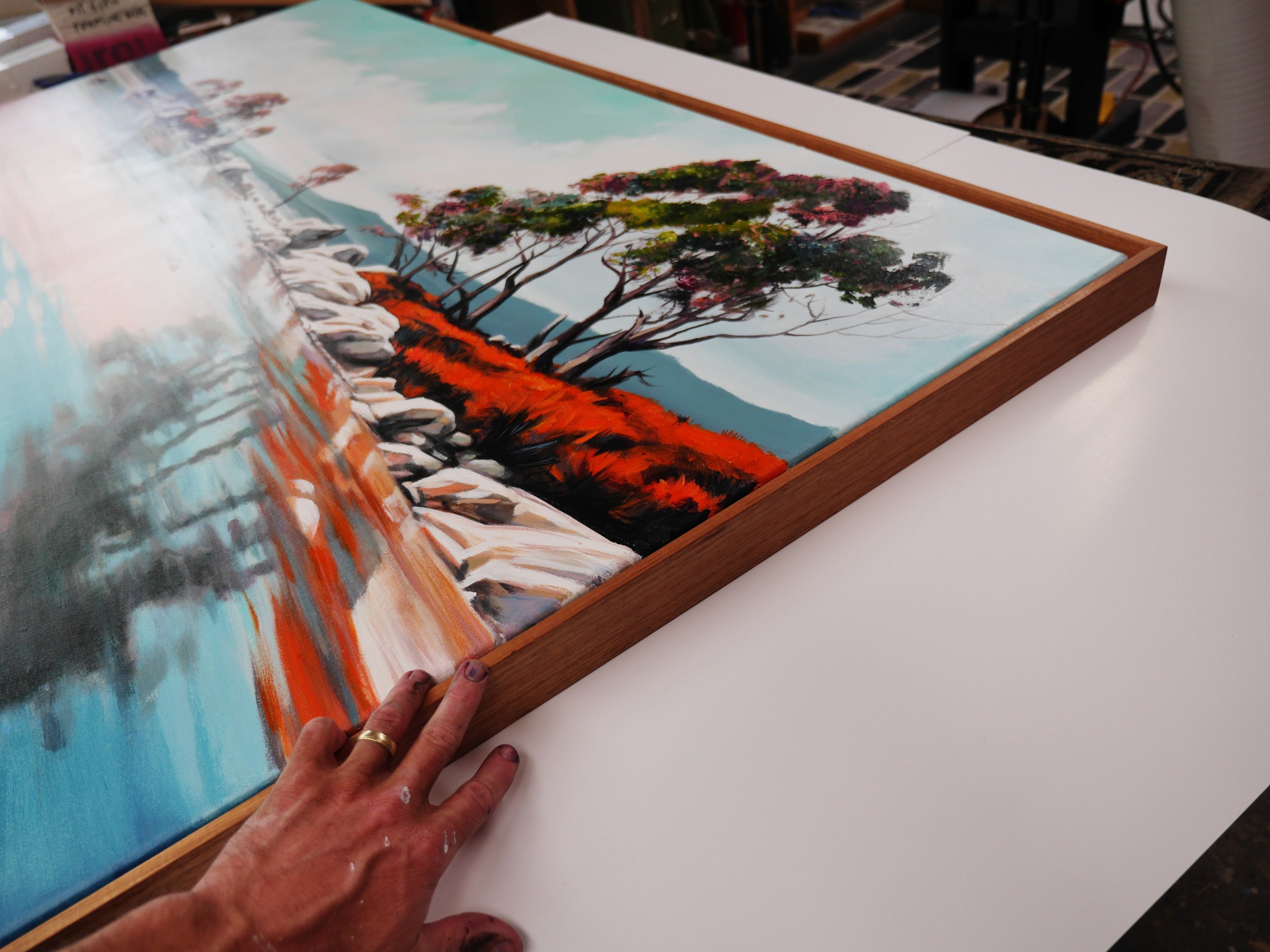Tranquility Bay 190cm x 100cm Framed Neutral Palate Australian Landscape Abstract Painting (SOLD)
