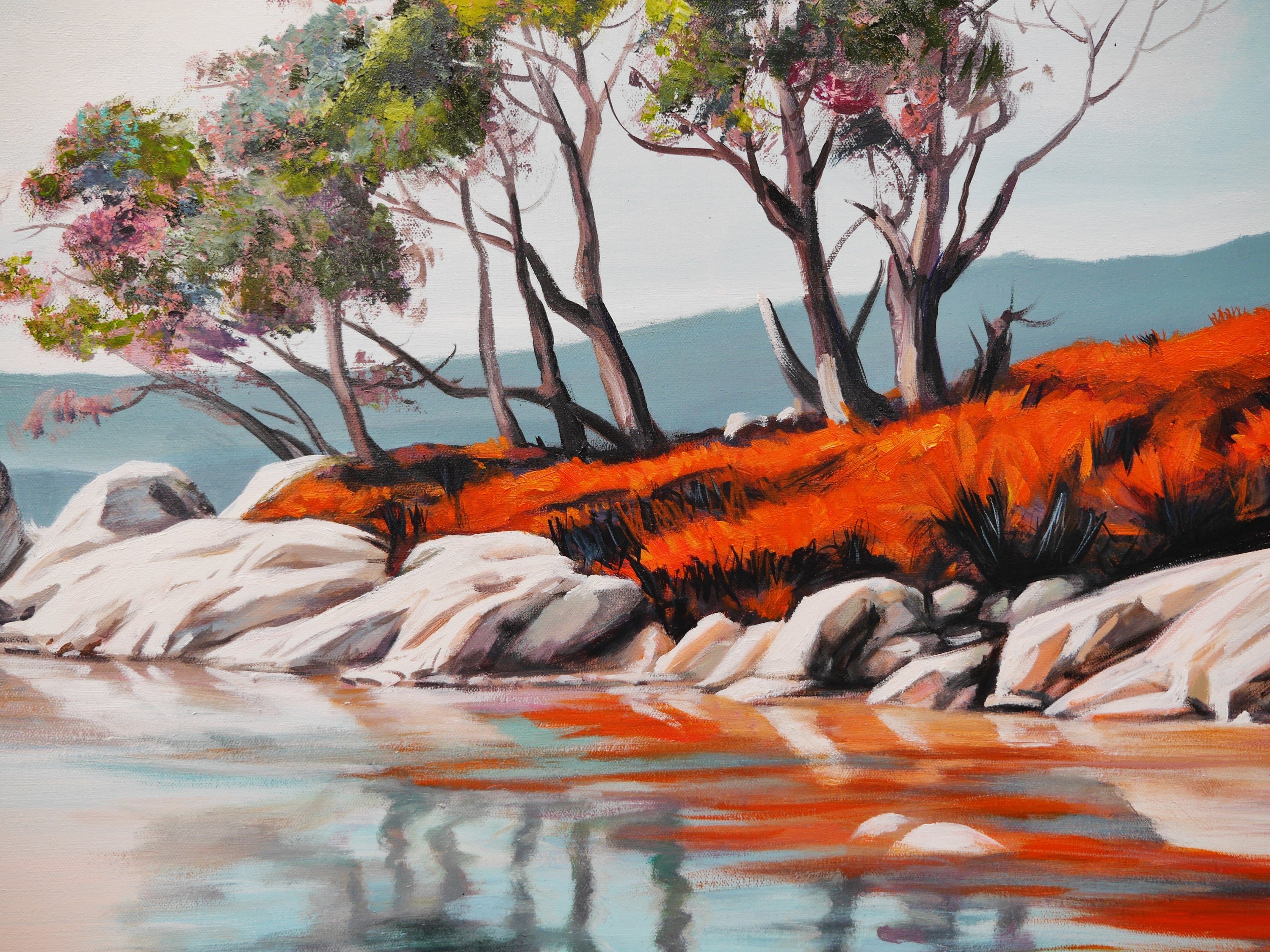 Tranquility Bay 190cm x 100cm Framed Neutral Palate Australian Landscape Abstract Painting (SOLD)