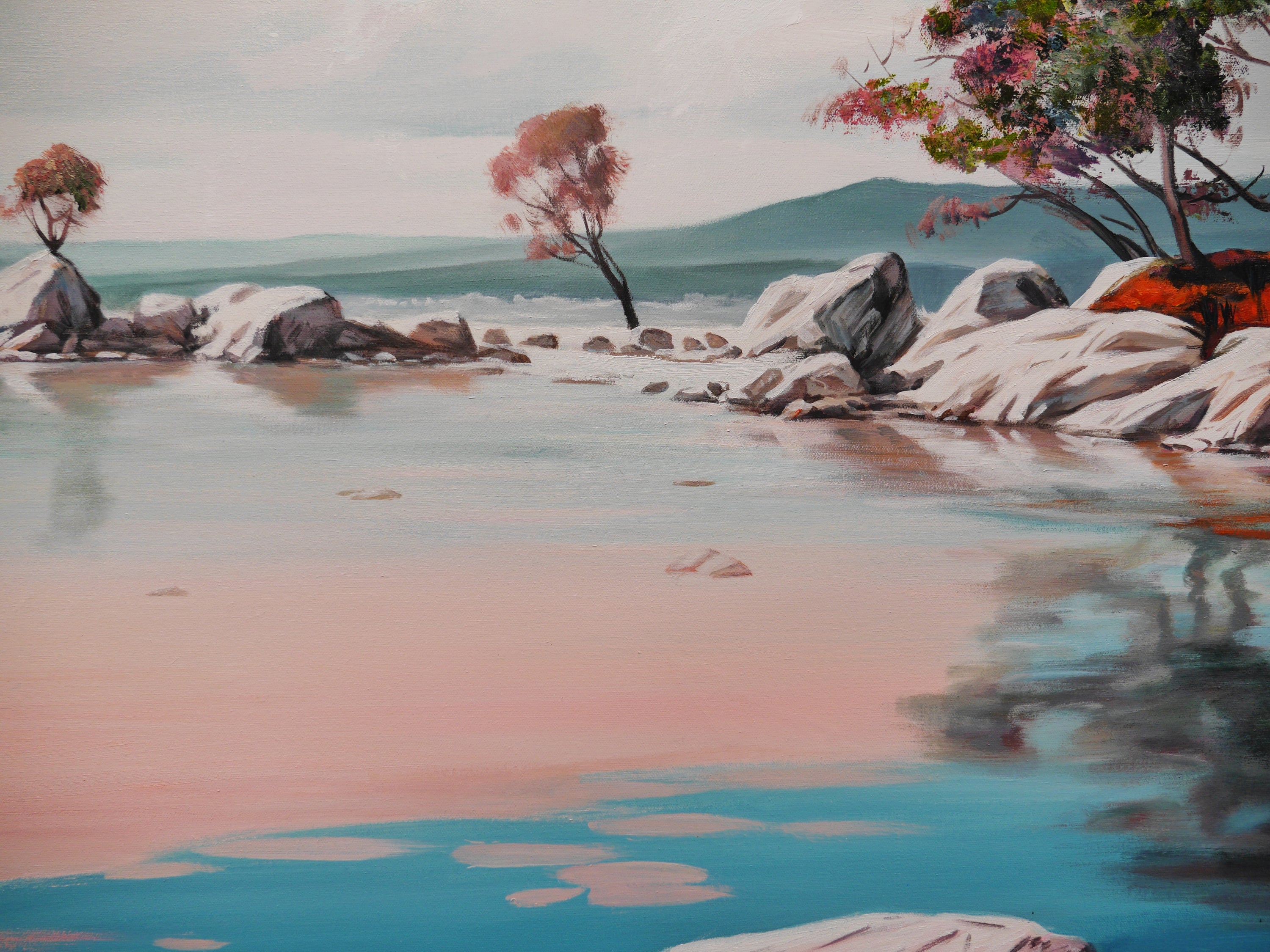 Tranquility Bay 190cm x 100cm Framed Neutral Palate Australian Landscape Abstract Painting (SOLD)