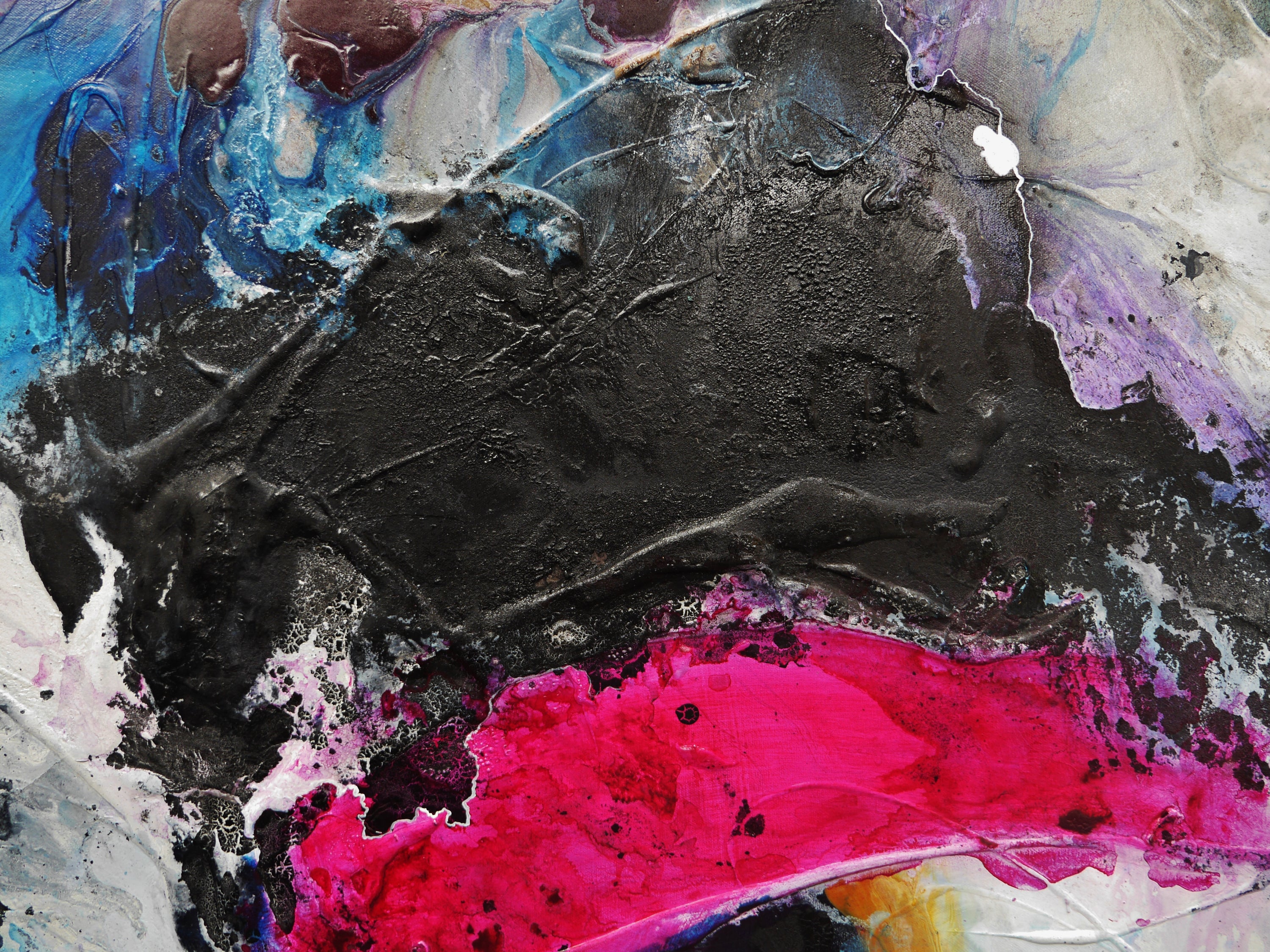 Mixed Substance 190cm x 100cm Phalto Violet Orange Black Textured Abstract Painting (SOLD)