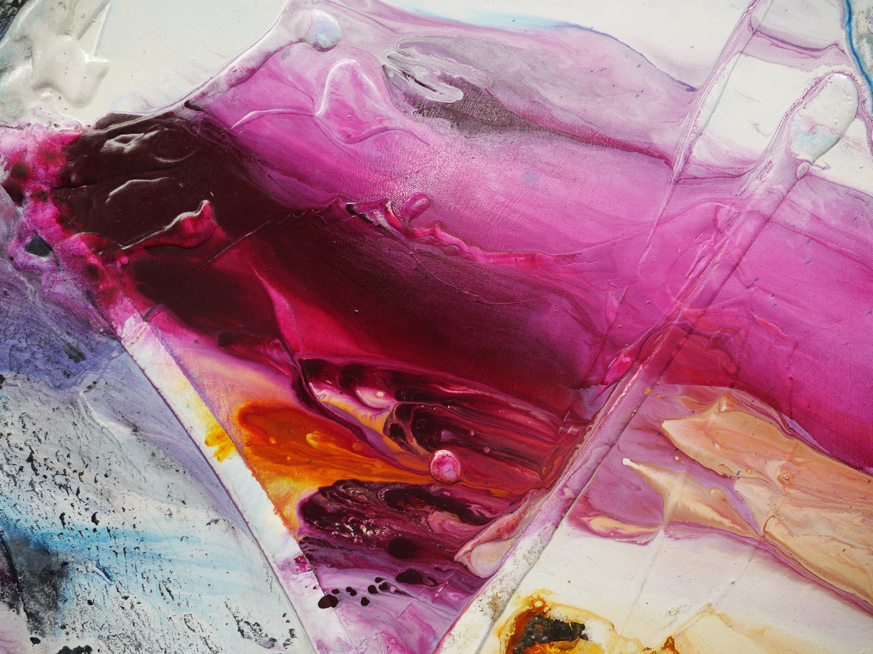 Mixed Substance 190cm x 100cm Phalto Violet Orange Black Textured Abstract Painting (SOLD)