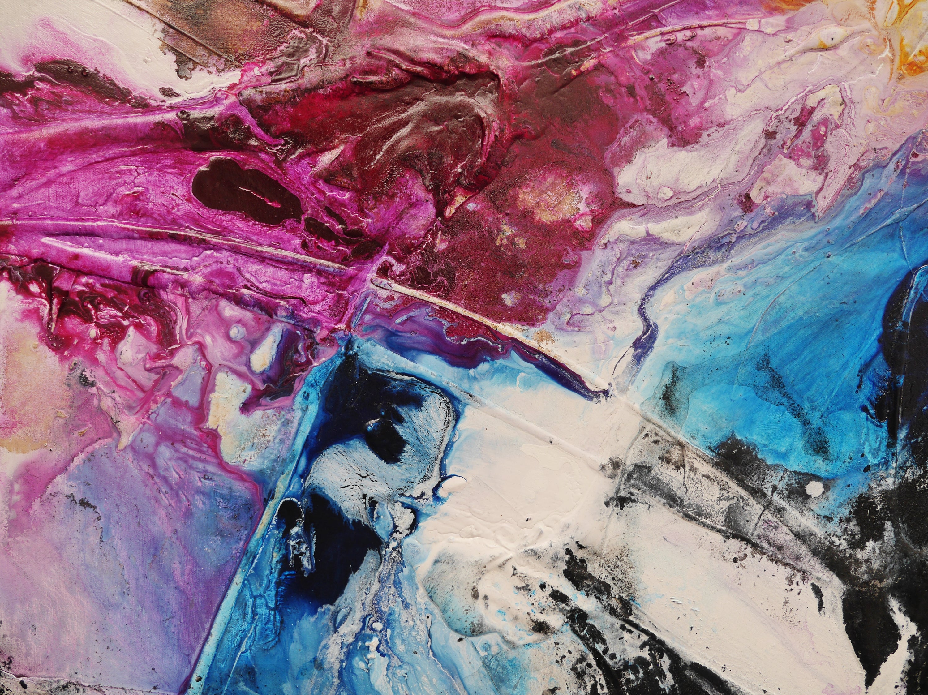 Mixed Substance 190cm x 100cm Phalto Violet Orange Black Textured Abstract Painting (SOLD)