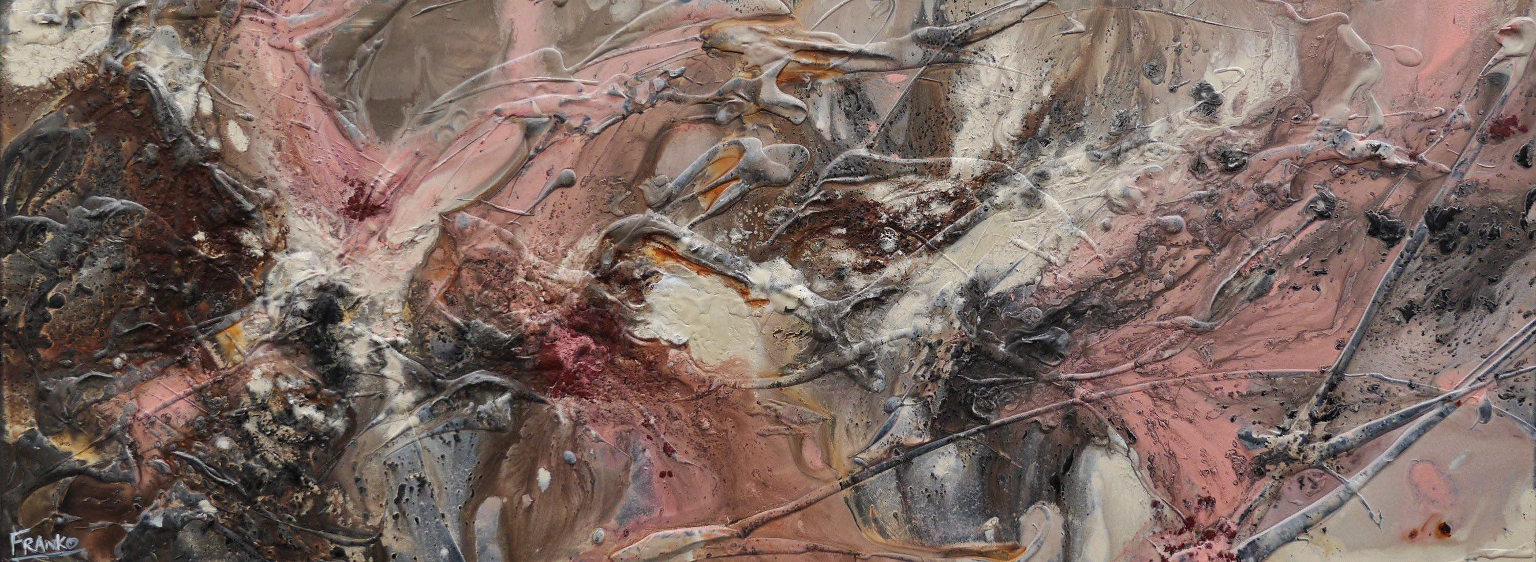 Musk 160cm x 60cm Grey Musk Rusts Textured Abstract Painting (SOLD)-Abstract-[Franko_Artist]-[Australian_artist]-[Gold_Coast]-[Brisbane]-[modern]-[contemporary]-[original]-[Large_artwork]-Franklin Art Studio