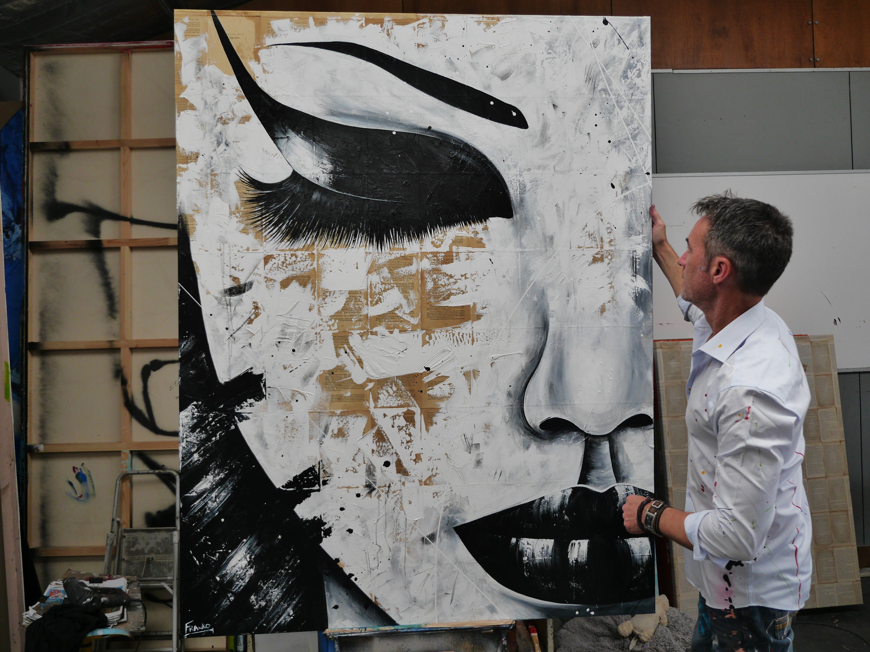 Solitude and Grace 140cm x 180cm Geisha Abstract Realism Book Club Painting (SOLD)-book club-[Franko_Artist]-[The_Block]-[Dream_Homes]-[ideas]- [Grand_Designs]-Franklin Art Studio