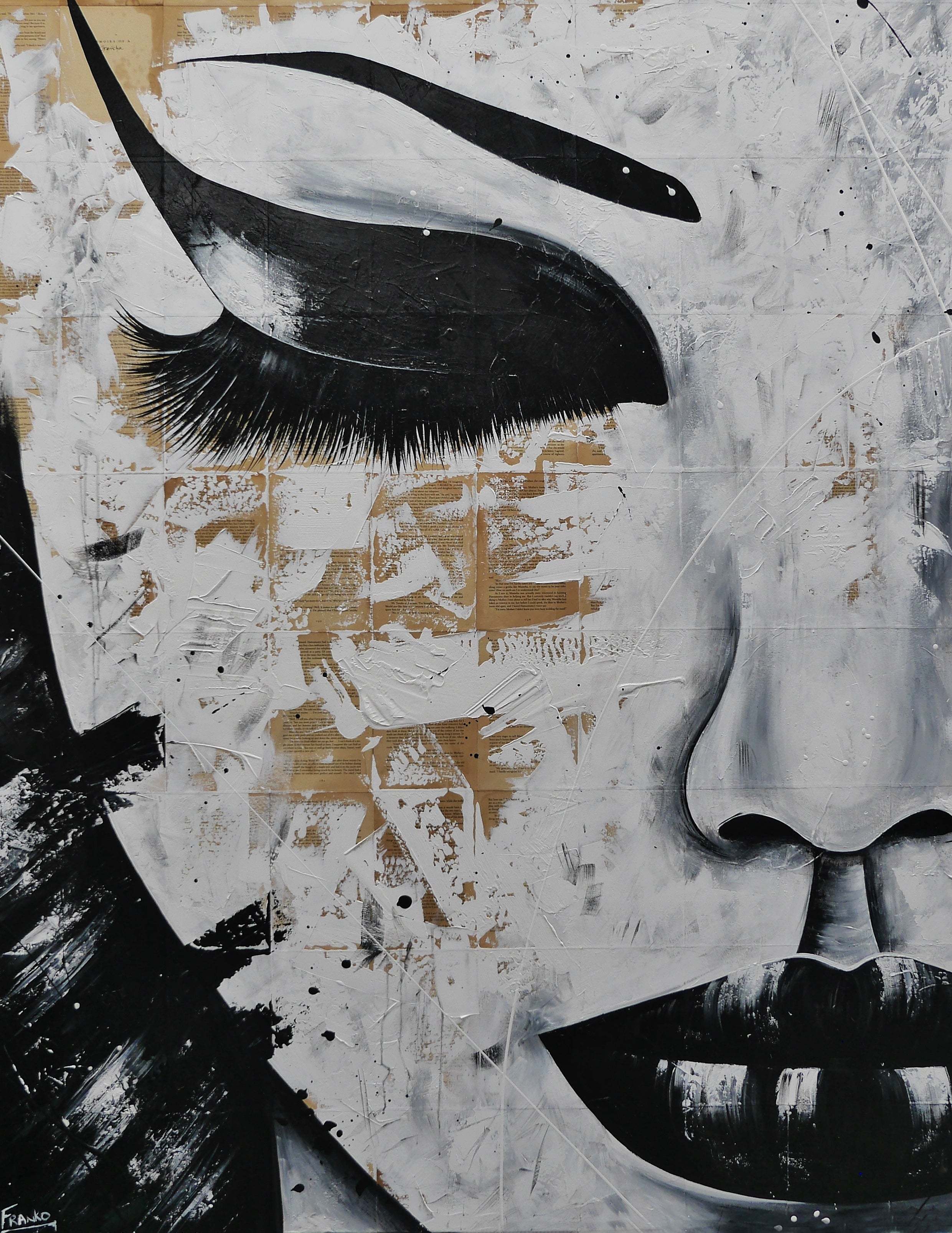 Solitude and Grace 140cm x 180cm Geisha Abstract Realism Book Club Painting (SOLD)-book club-[Franko_Artist]-[Australian_artist]-[Gold_Coast]-[Brisbane]-[modern]-[contemporary]-[original]-[Large_artwork]-Franklin Art Studio