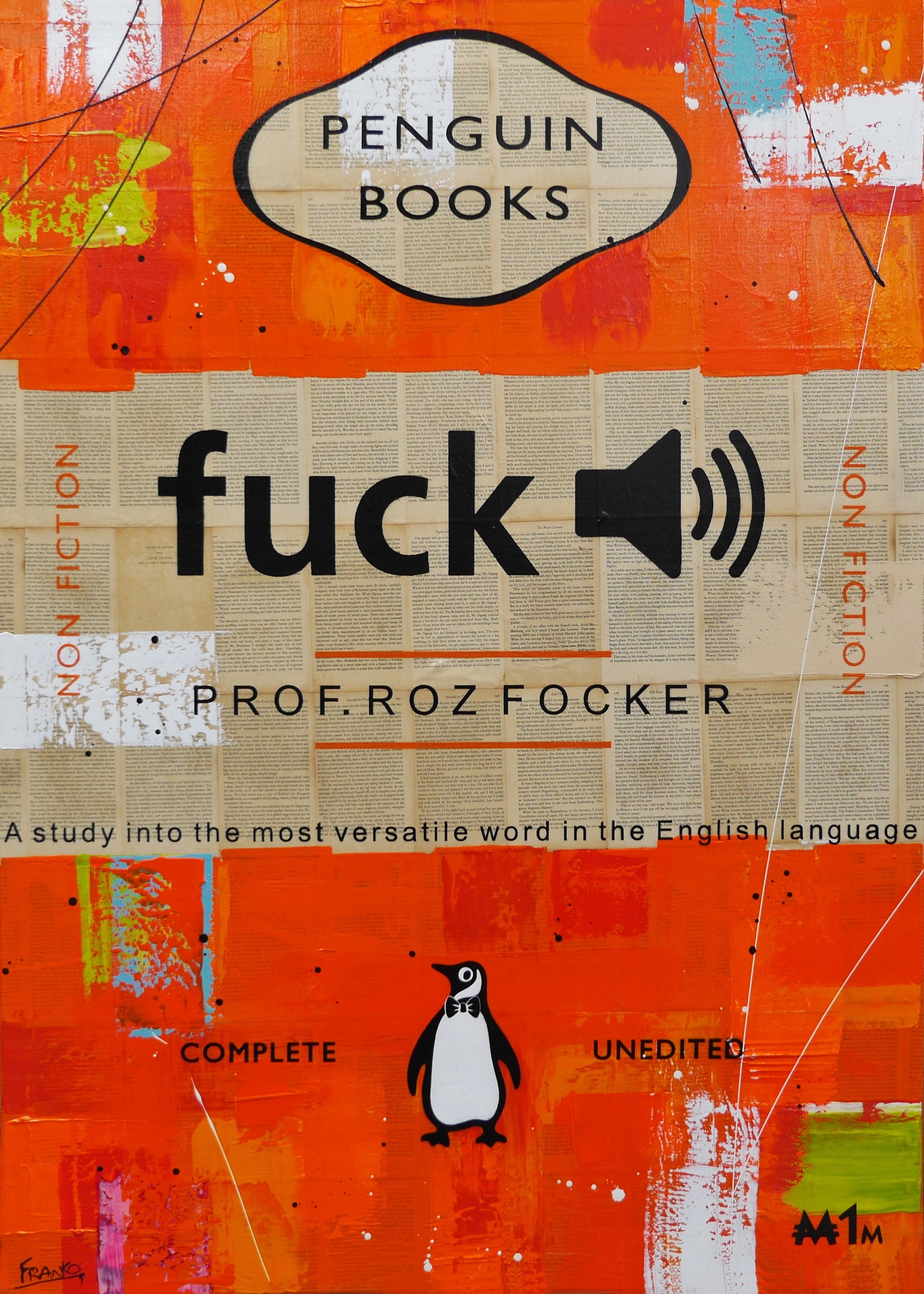 That Word 140cm x 100cm Fuck Urban Pop Book Club Painting (SOLD)-book club-[Franko_Artist]-[Australian_artist]-[Gold_Coast]-[Brisbane]-[modern]-[contemporary]-[original]-[Large_artwork]-Franklin Art Studio