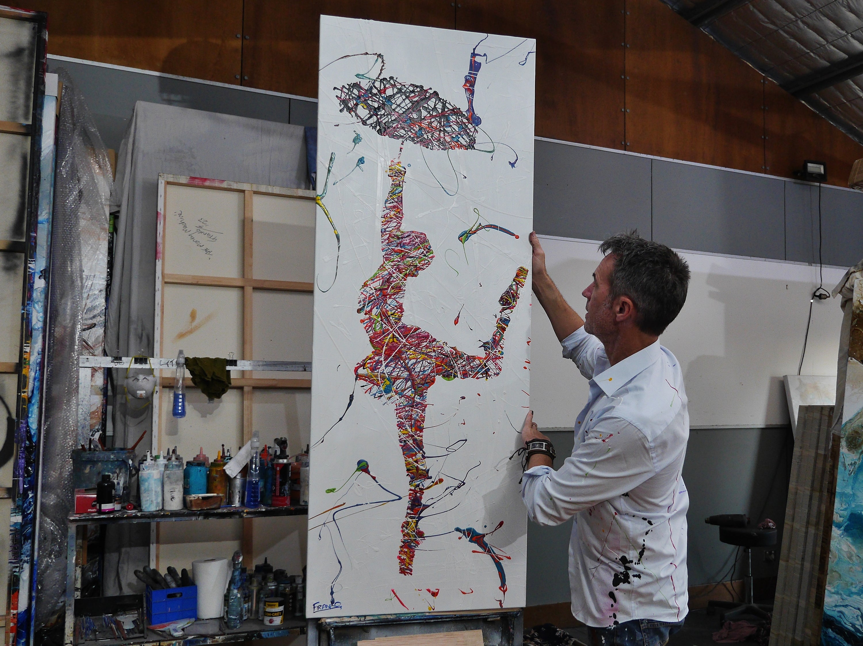 Strike a Pose 160cm x 60cm Ballerina Textured Urban Pop Art Painting (SOLD)-Urban Pop Art-[Franko_Artist]-[The_Block]-[Dream_Homes]-[ideas]- [Grand_Designs]-Franklin Art Studio