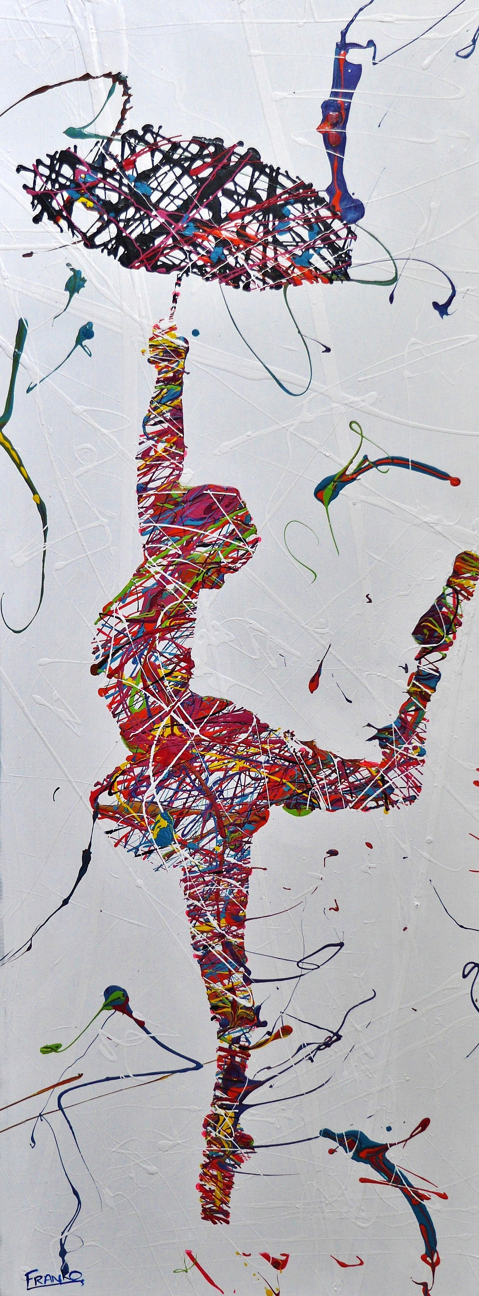 Strike a Pose 160cm x 60cm Ballerina Textured Urban Pop Art Painting (SOLD)-Urban Pop Art-[Franko_Artist]-[Australian_artist]-[Gold_Coast]-[Brisbane]-[modern]-[contemporary]-[original]-[Large_artwork]-Franklin Art Studio