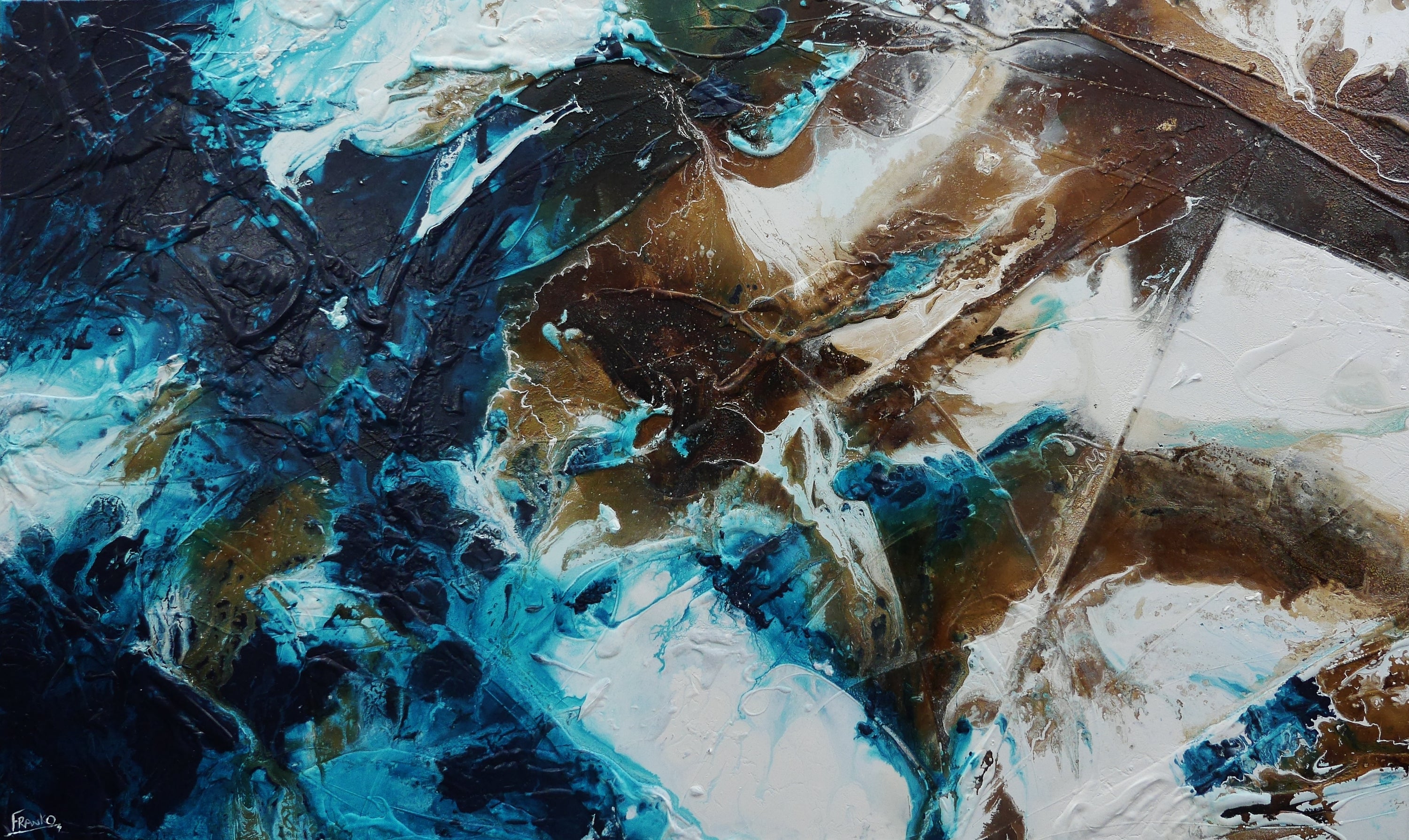 Southern Charm 200cm x 120cm Turquoise Rusts White Textured Abstract Painting (SOLD)-Abstract-[Franko_Artist]-[Australian_artist]-[Gold_Coast]-[Brisbane]-[modern]-[contemporary]-[original]-[Large_artwork]-Franklin Art Studio