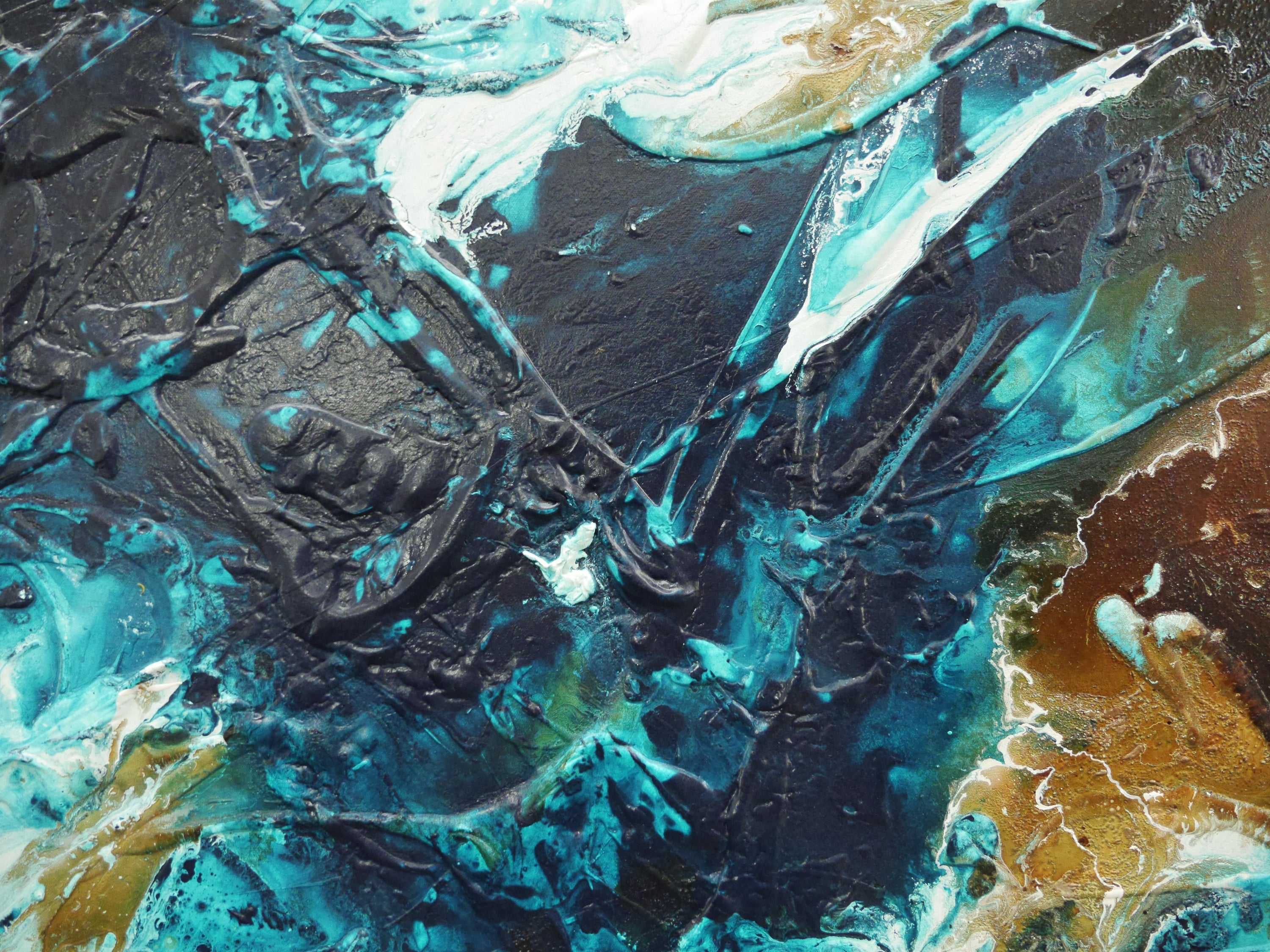 Southern Charm 200cm x 120cm Turquoise Rusts White Textured Abstract Painting (SOLD)