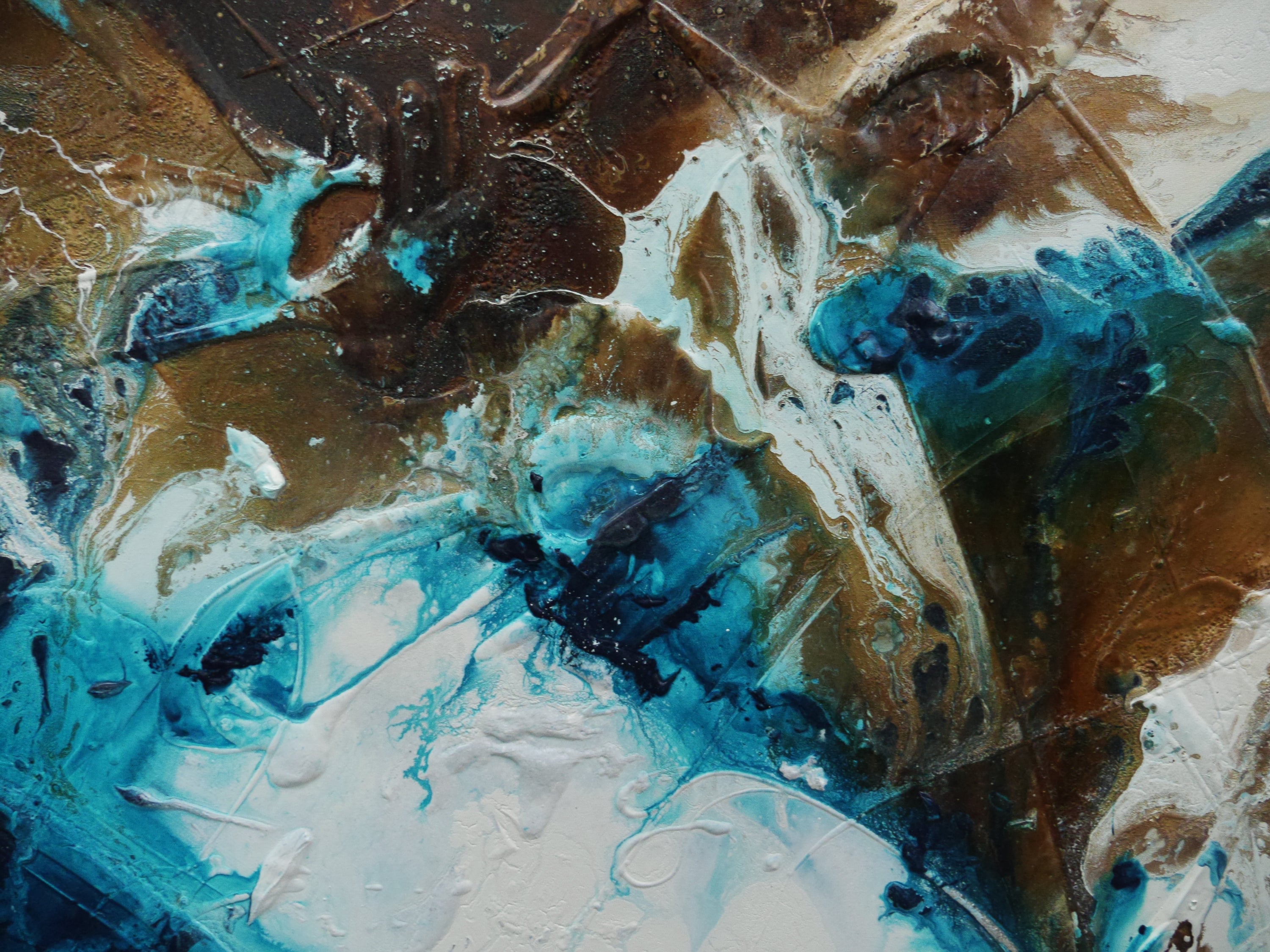 Southern Charm 200cm x 120cm Turquoise Rusts White Textured Abstract Painting (SOLD)