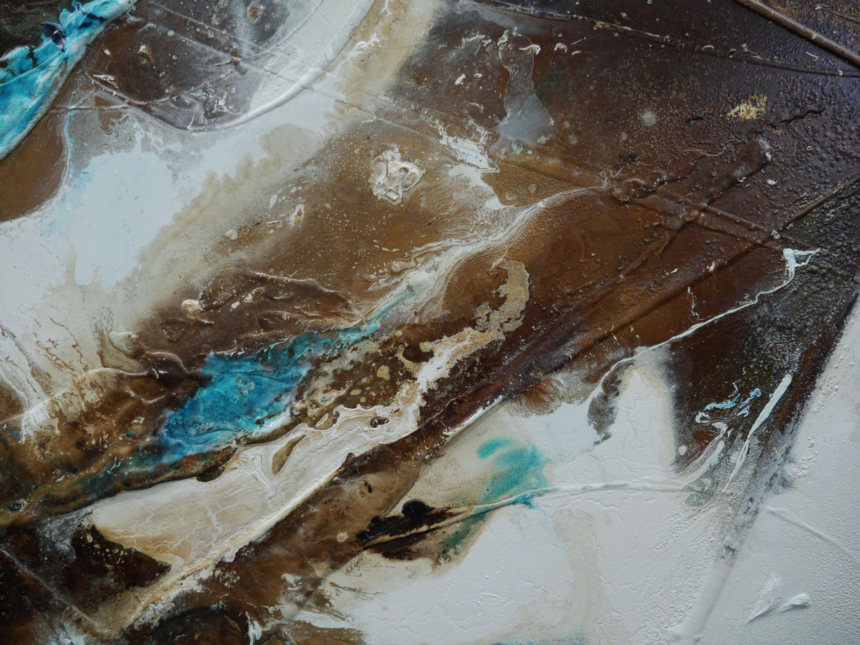Southern Charm 200cm x 120cm Turquoise Rusts White Textured Abstract Painting (SOLD)