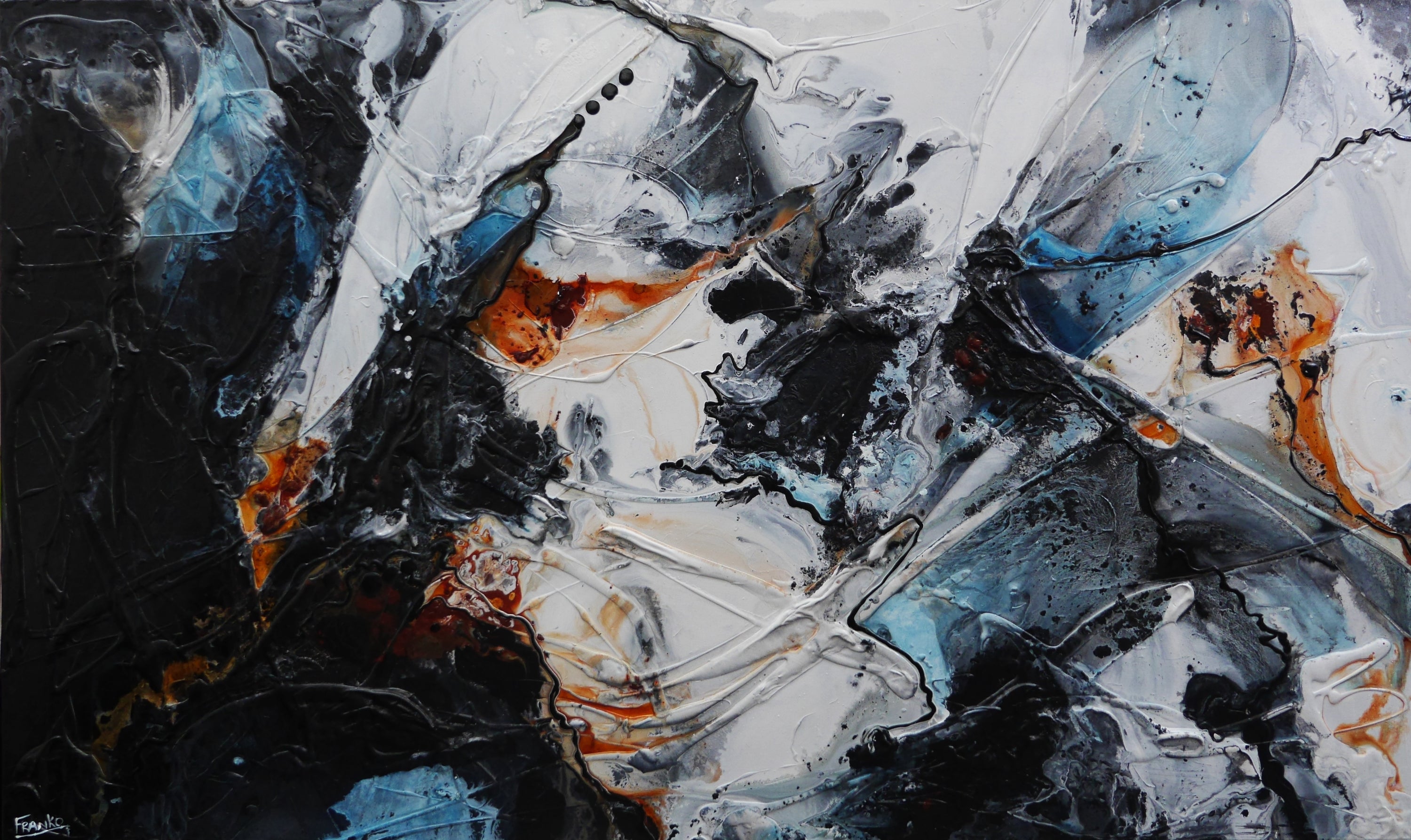 Midnight Slate 200cm x 120cm Blue Grey Rust White Textured Abstract Painting (SOLD)-Abstract-[Franko_Artist]-[Australian_artist]-[Gold_Coast]-[Brisbane]-[modern]-[contemporary]-[original]-[Large_artwork]-Franklin Art Studio