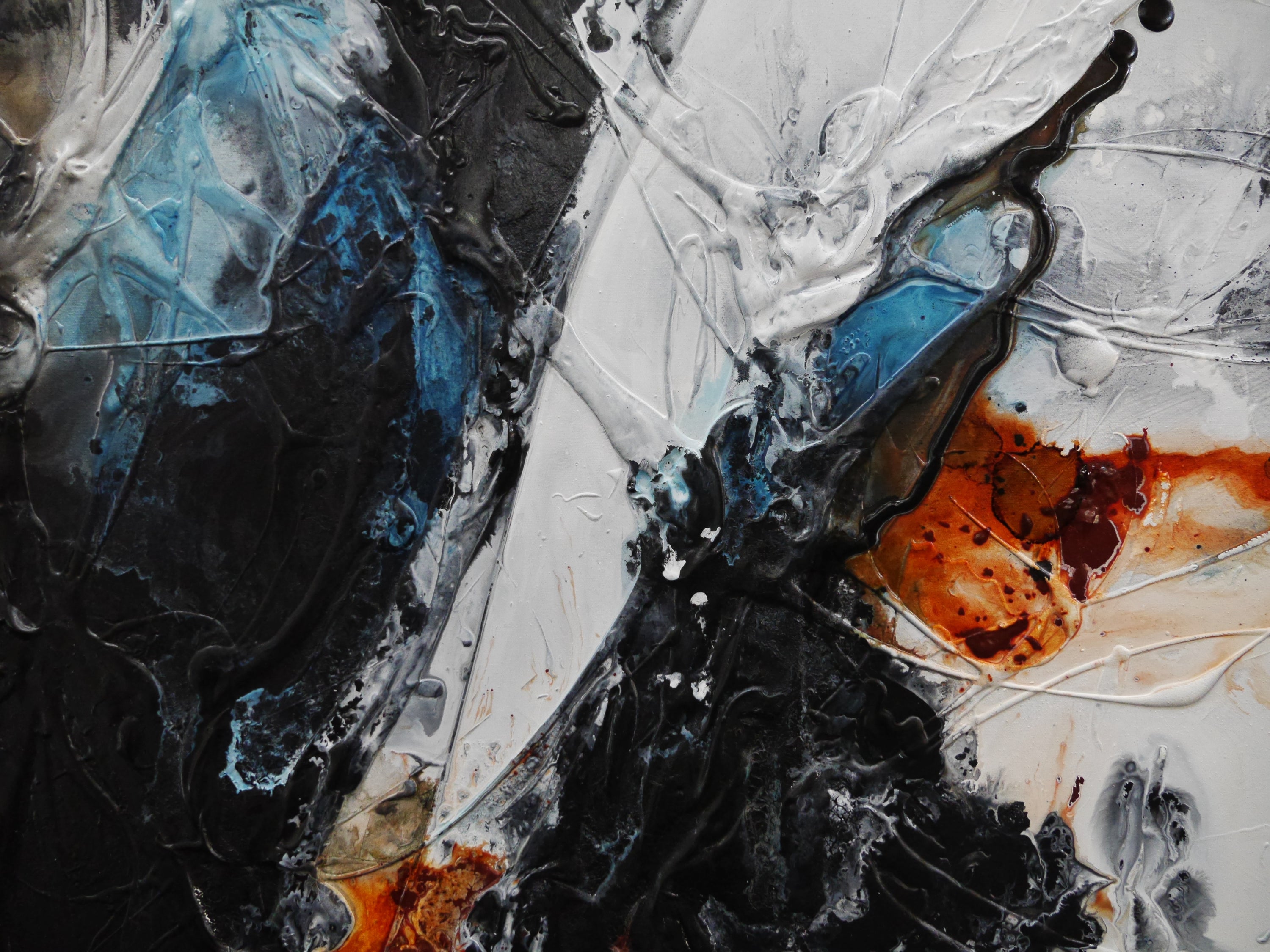 Midnight Slate 200cm x 120cm Blue Grey Rust White Textured Abstract Painting (SOLD)