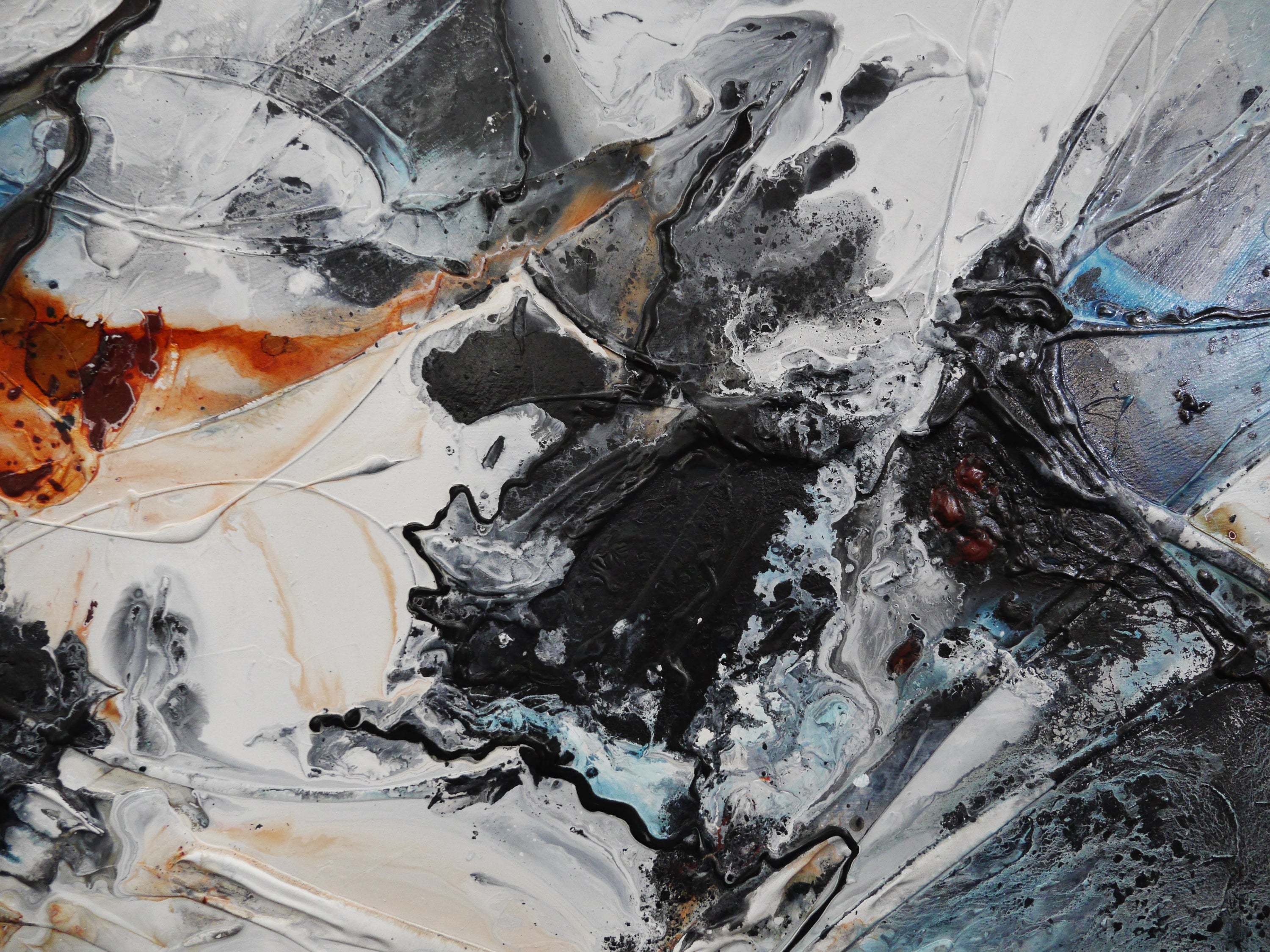 Midnight Slate 200cm x 120cm Blue Grey Rust White Textured Abstract Painting (SOLD)