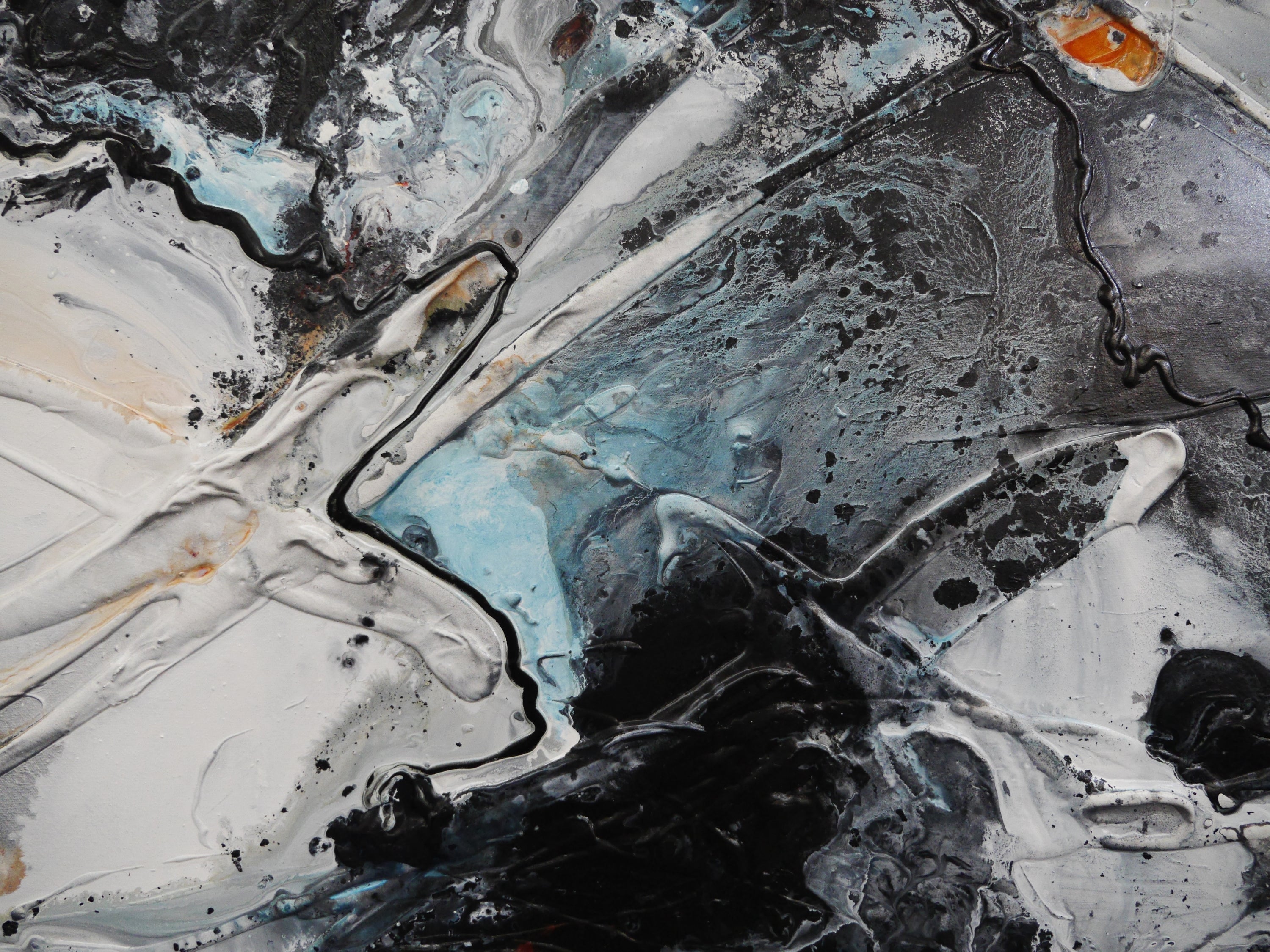 Midnight Slate 200cm x 120cm Blue Grey Rust White Textured Abstract Painting (SOLD)