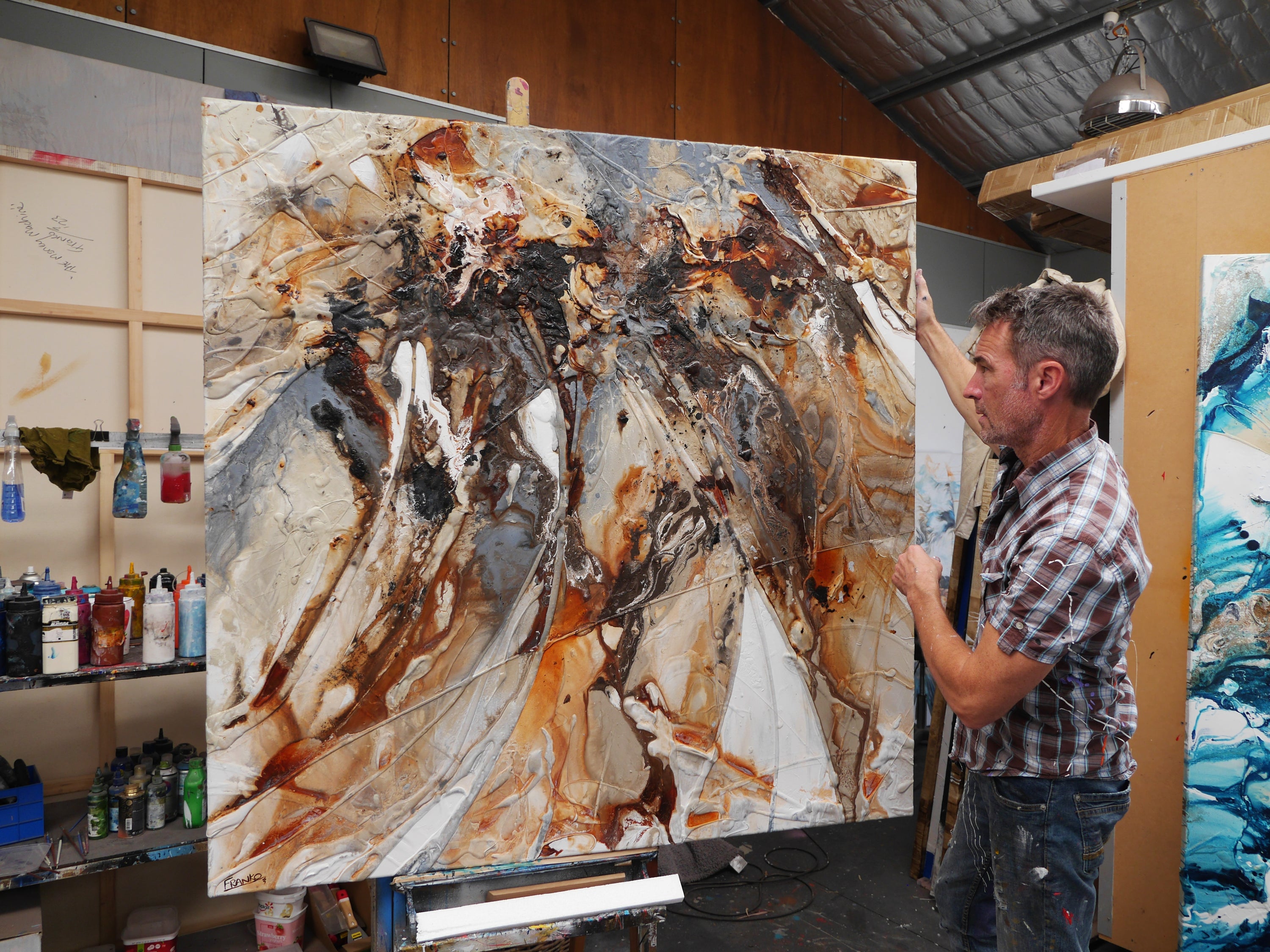 Nara Rust 150cm x 150cm White Oxide Textured Abstract Painting (SOLD)-Abstract-[Franko_Artist]-[The_Block]-[Dream_Homes]-[ideas]- [Grand_Designs]-Franklin Art Studio