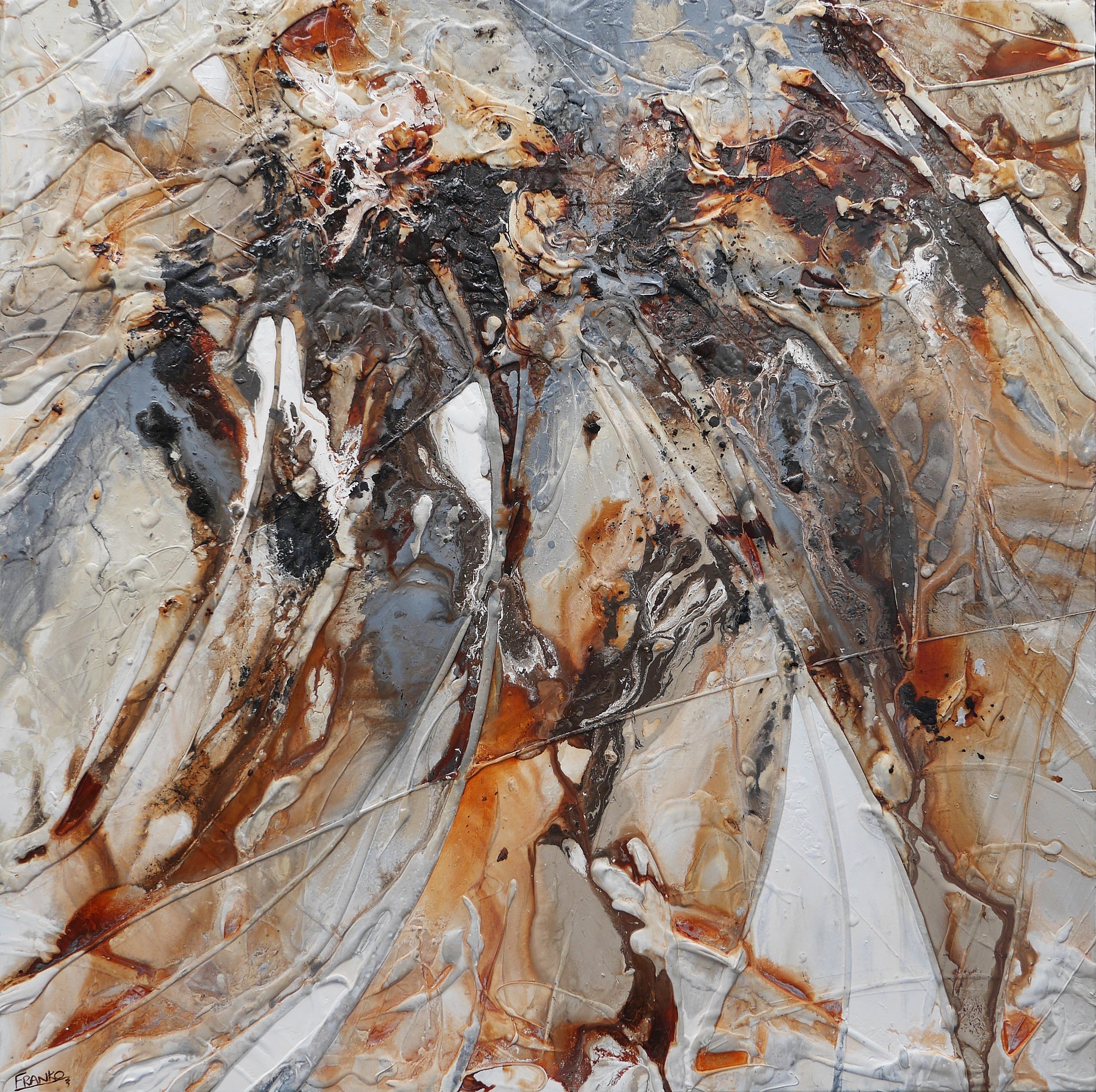 Nara Rust 150cm x 150cm White Oxide Textured Abstract Painting (SOLD)-Abstract-[Franko_Artist]-[Australian_artist]-[Gold_Coast]-[Brisbane]-[modern]-[contemporary]-[original]-[Large_artwork]-Franklin Art Studio