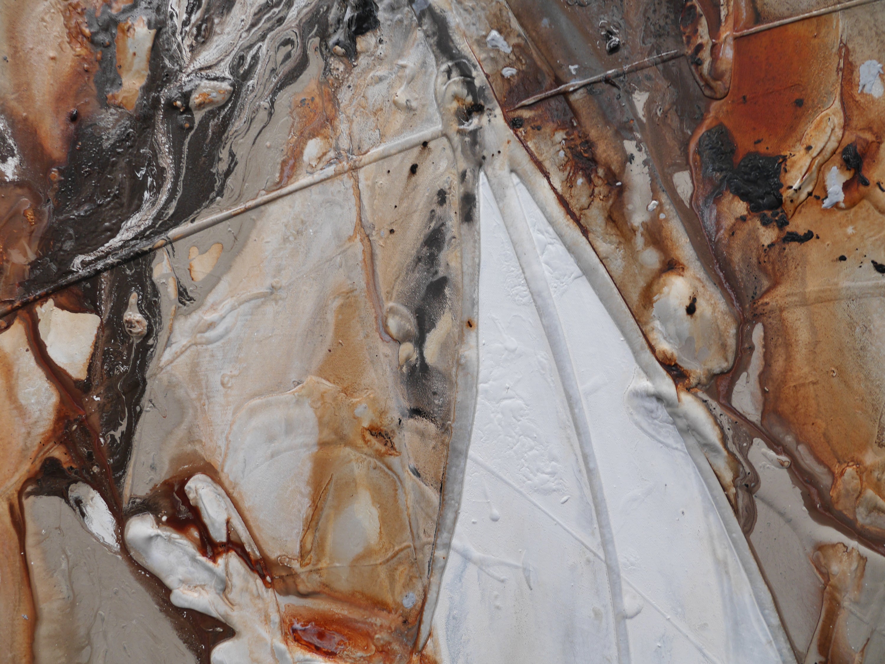 Nara Rust 150cm x 150cm White Oxide Textured Abstract Painting (SOLD)