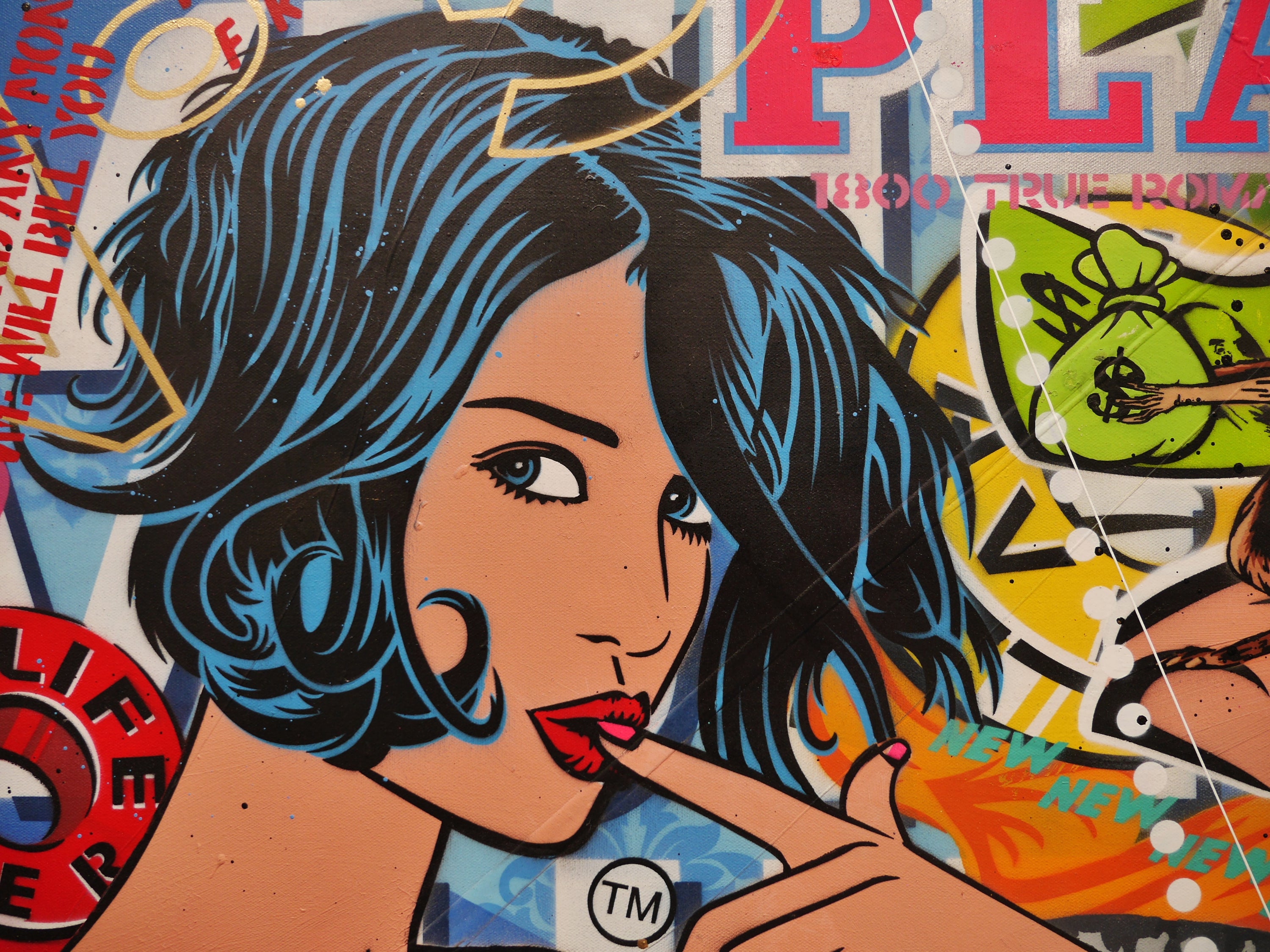 Hush Money 270cm x 120cm Textured Urban Pop Art Painting (SOLD)