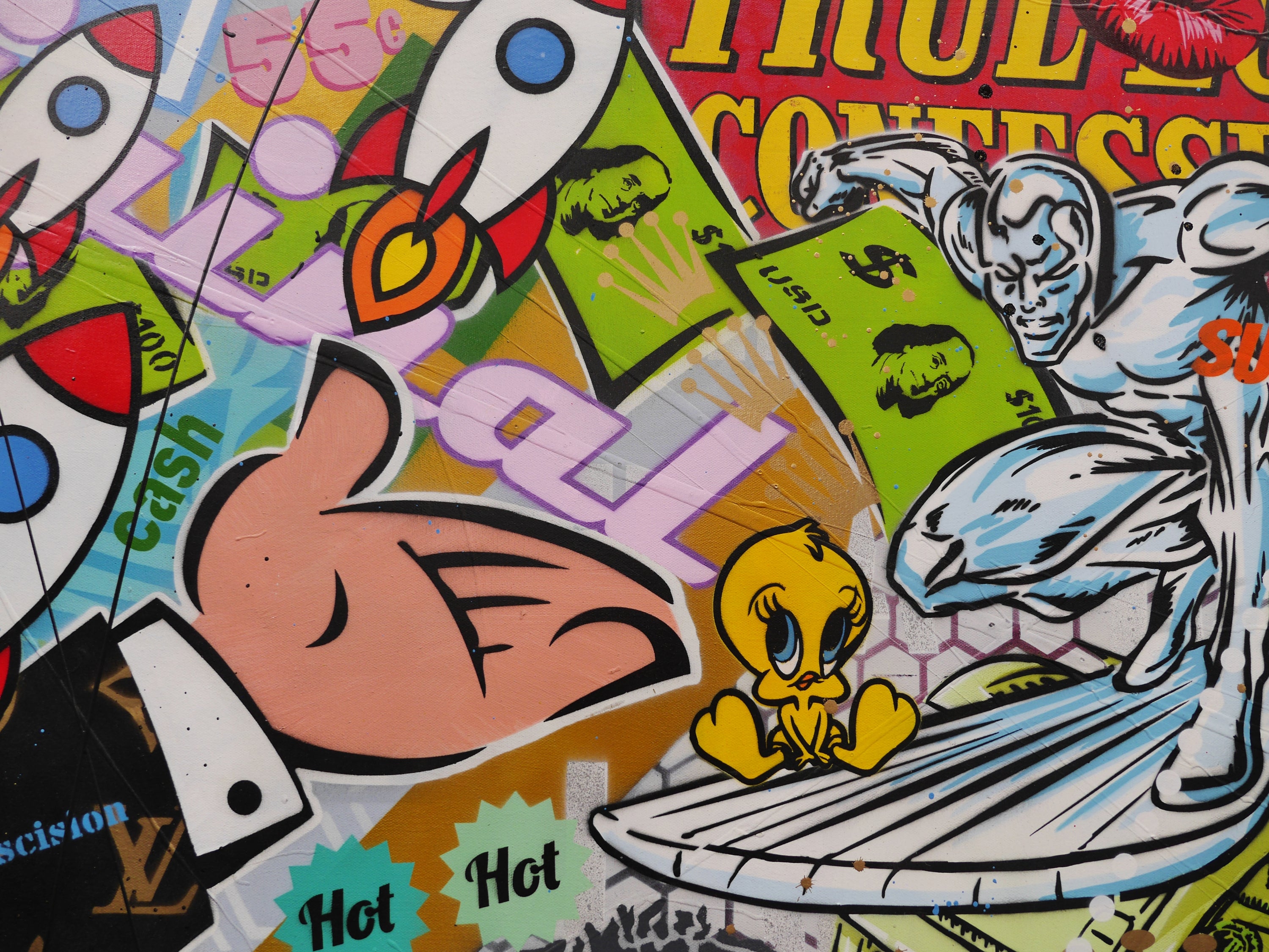Hush Money 270cm x 120cm Textured Urban Pop Art Painting (SOLD)