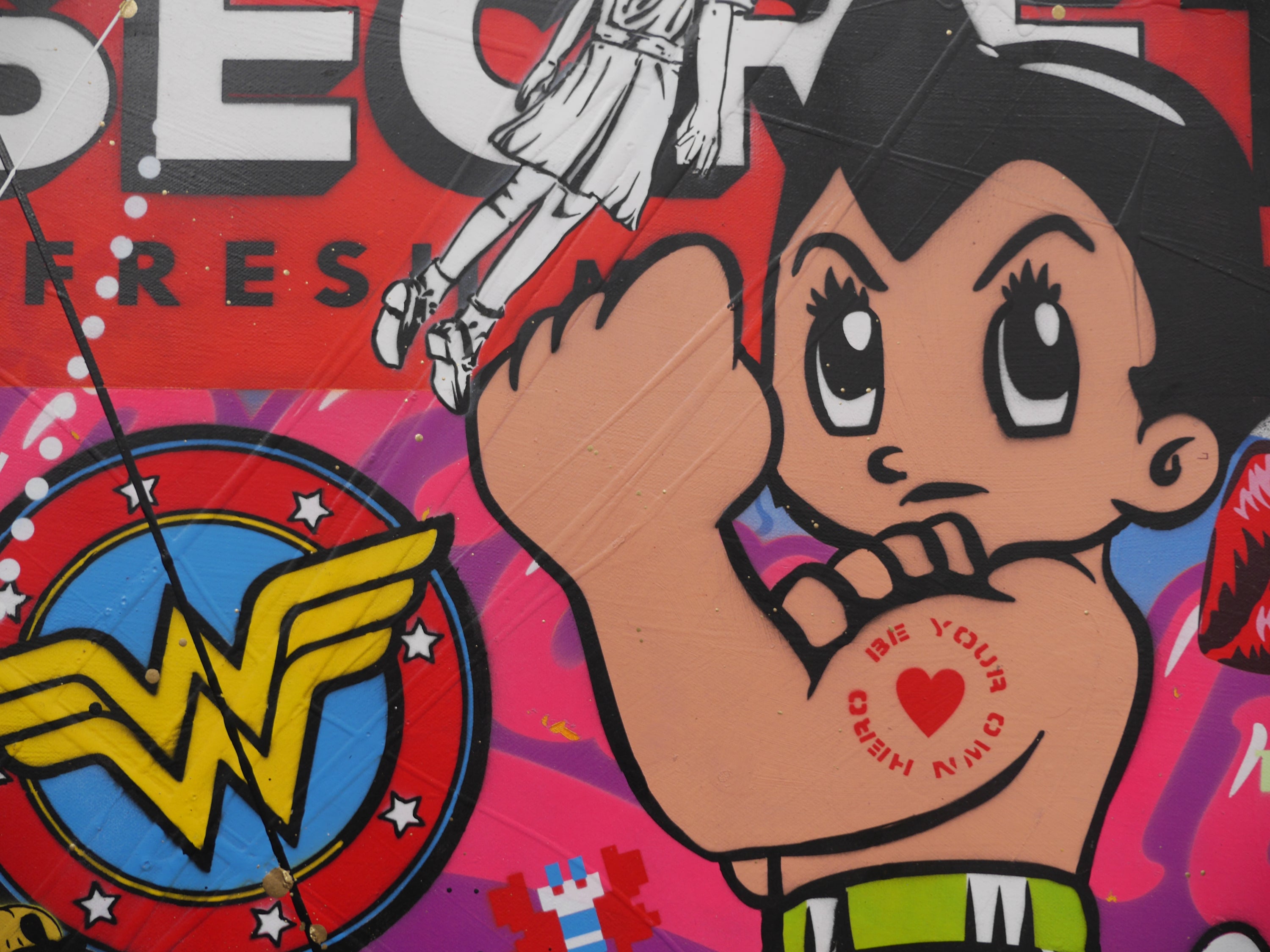 Being Rosie 240cm x 100cm Rosie The Riveter Textured Urban Pop Art Painting (SOLD)