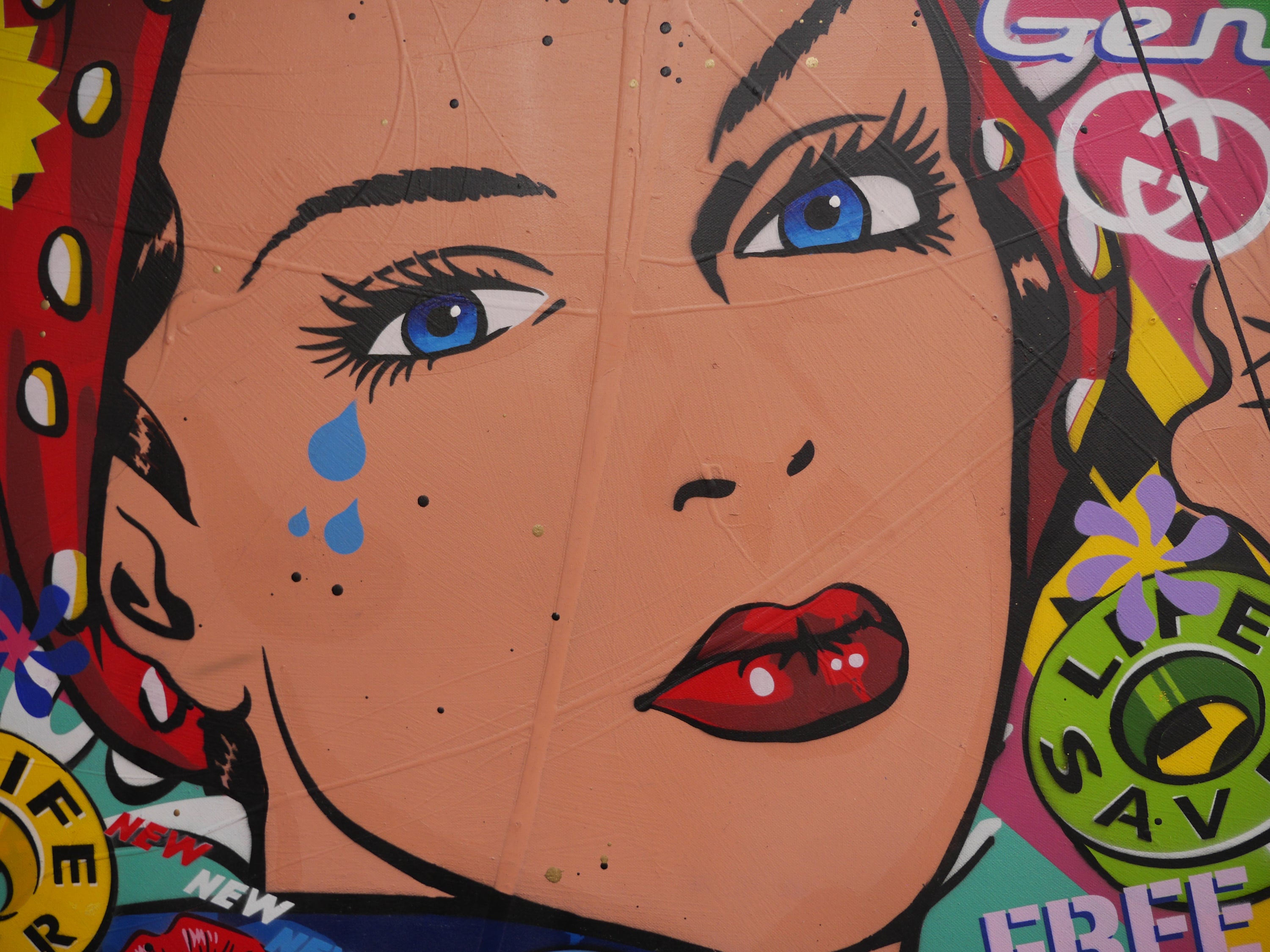Being Rosie 240cm x 100cm Rosie The Riveter Textured Urban Pop Art Painting (SOLD)