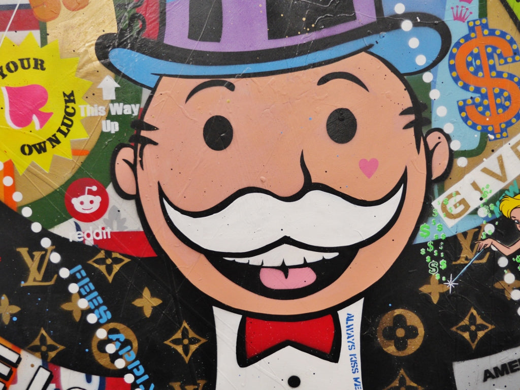 Bullish 250cm x 150cm Monopoly Man Textured Urban Pop Art Painting (SOLD)