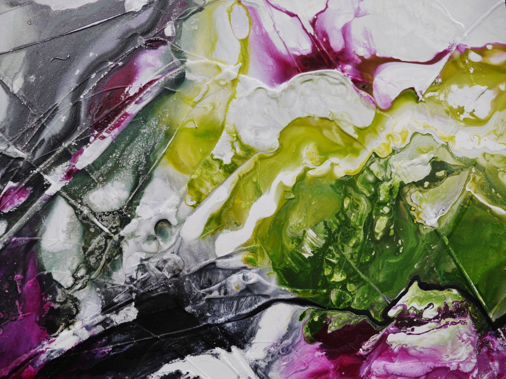 Violet and Olive 190cm x 100cm Textured Abstract Painting (SOLD)