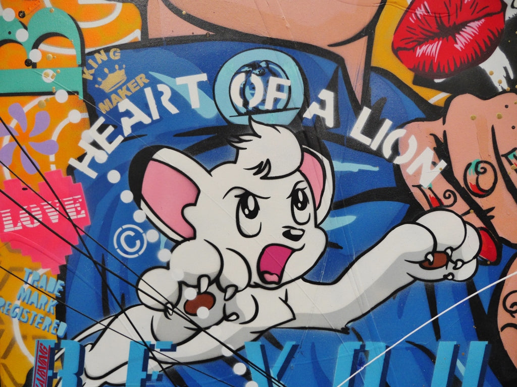 Astro Rosie 160cm x 100cm Rosie The Riveter Textured Urban Pop Art Painting (SOLD)