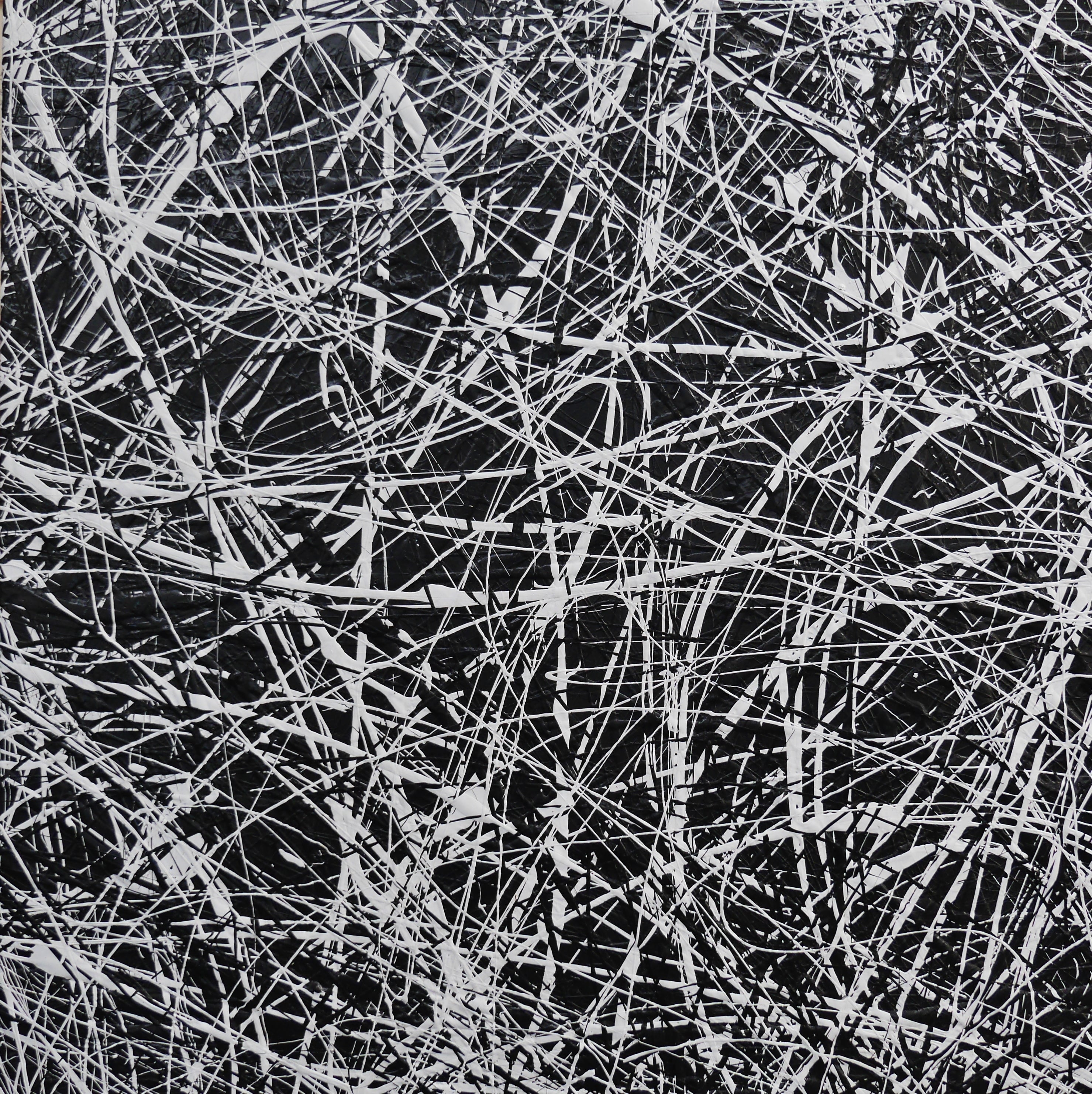 Frozen Squared 150cm x 150cm Black White Textured Abstract Painting (SOLD)-Abstract-[Franko_Artist]-[Australian_artist]-[Gold_Coast]-[Brisbane]-[modern]-[contemporary]-[original]-[Large_artwork]-Franklin Art Studio