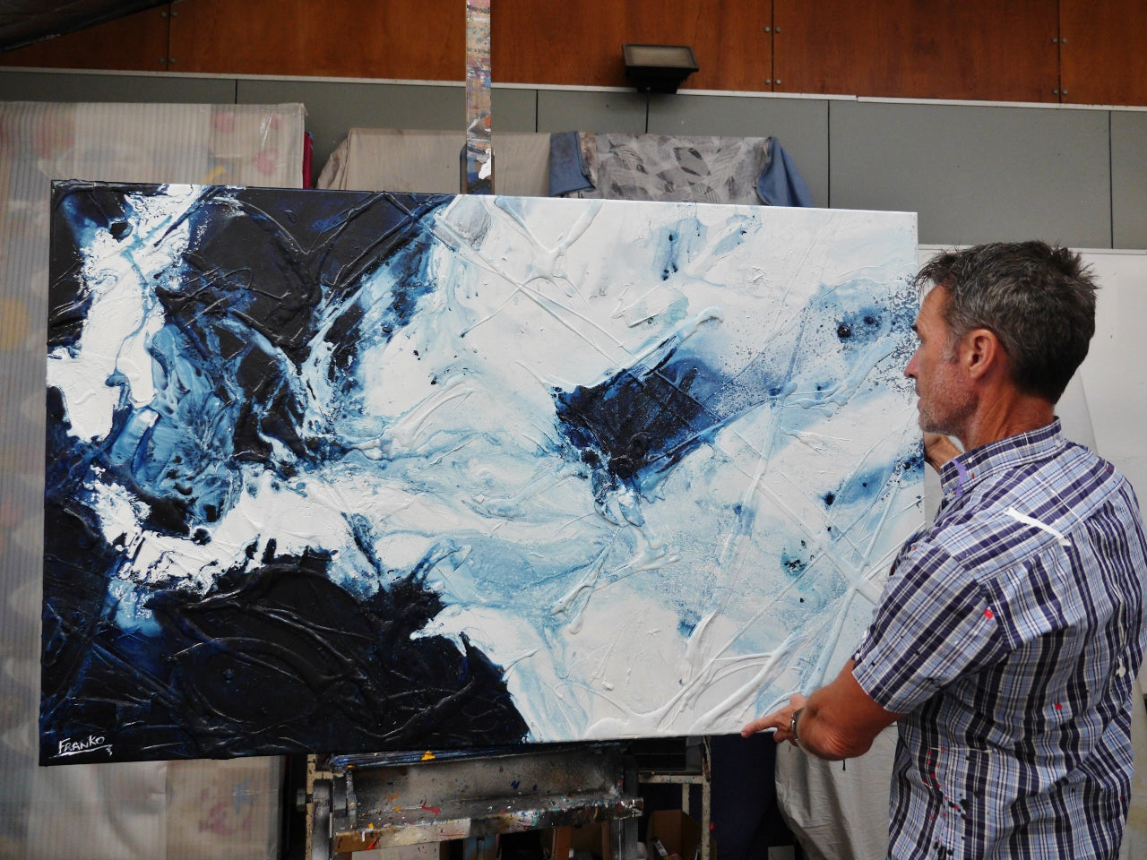 Midnight Sugar 160cm x 100cm Textured Abstract Painting (SOLD)-Abstract-[Franko_Artist]-[The_Block]-[Dream_Homes]-[ideas]- [Grand_Designs]-Franklin Art Studio