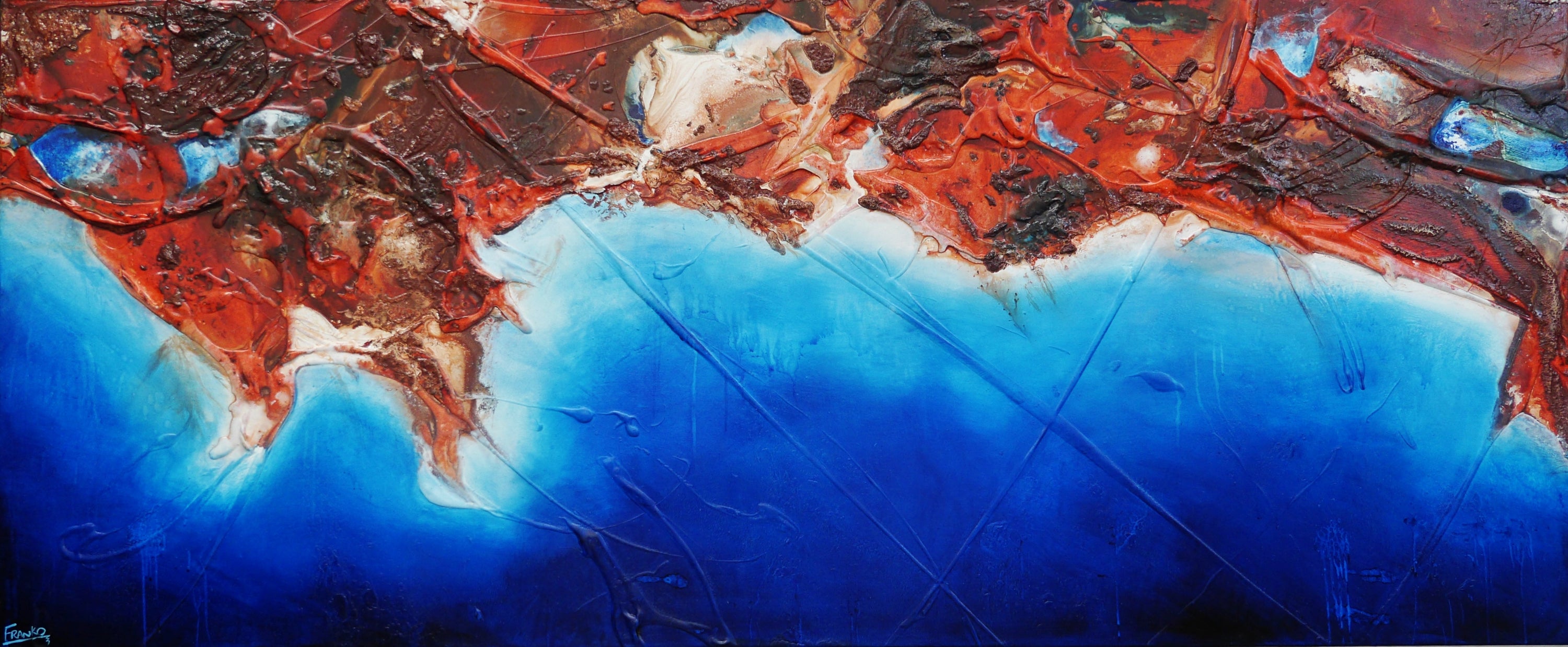 Sunburnt Coast 240cm x 100cm Textured Abstract Painting (SOLD)-Abstract-[Franko_Artist]-[Australian_artist]-[Gold_Coast]-[Brisbane]-[modern]-[contemporary]-[original]-[Large_artwork]-Franklin Art Studio