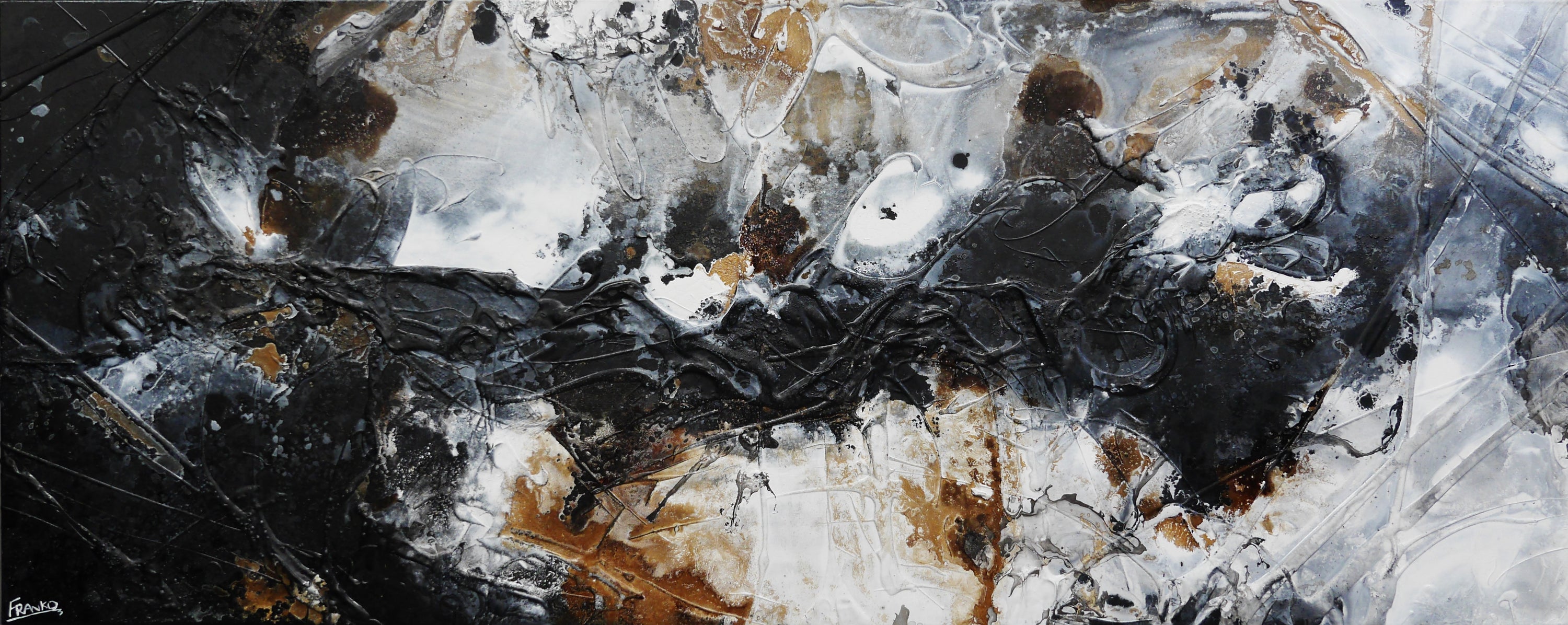 Charcoal and Ice 200cm x 80cm Textured Abstract Painting (SOLD)-Abstract-[Franko_Artist]-[Australian_artist]-[Gold_Coast]-[Brisbane]-[modern]-[contemporary]-[original]-[Large_artwork]-Franklin Art Studio