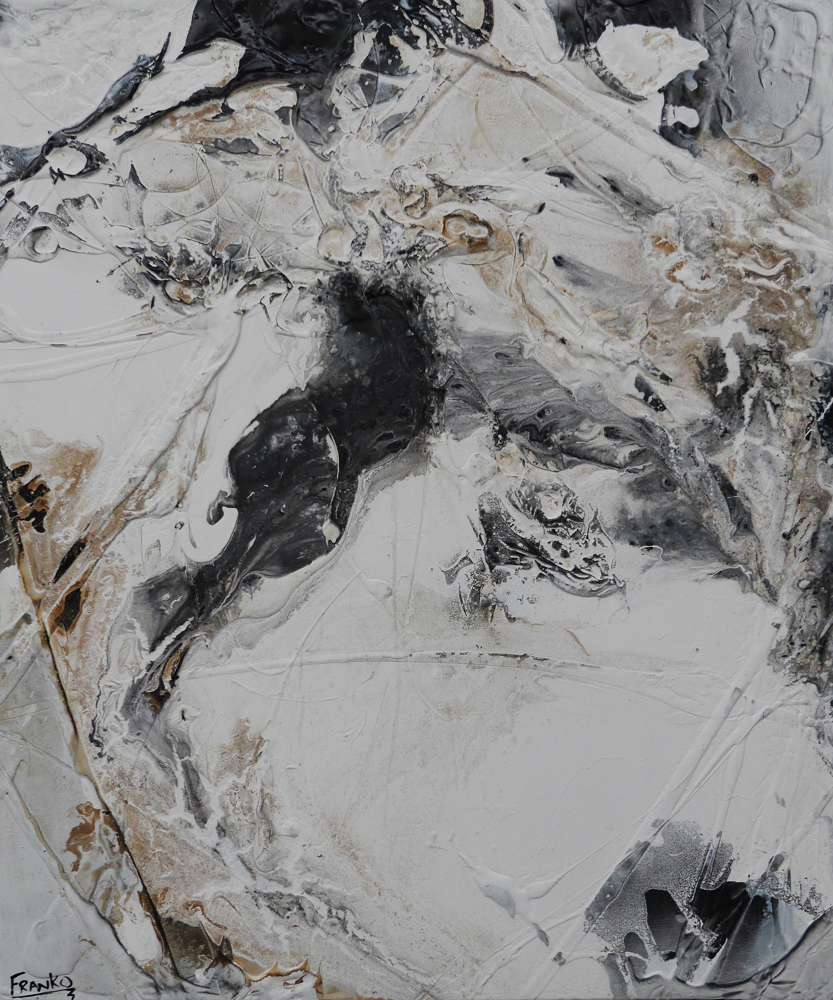 Trigger 120cm x 100cm White Black Rust Minimalist Textured Abstract Painting (SOLD)-Abstract-[Franko_Artist]-[Australian_artist]-[Gold_Coast]-[Brisbane]-[modern]-[contemporary]-[original]-[Large_artwork]-Franklin Art Studio