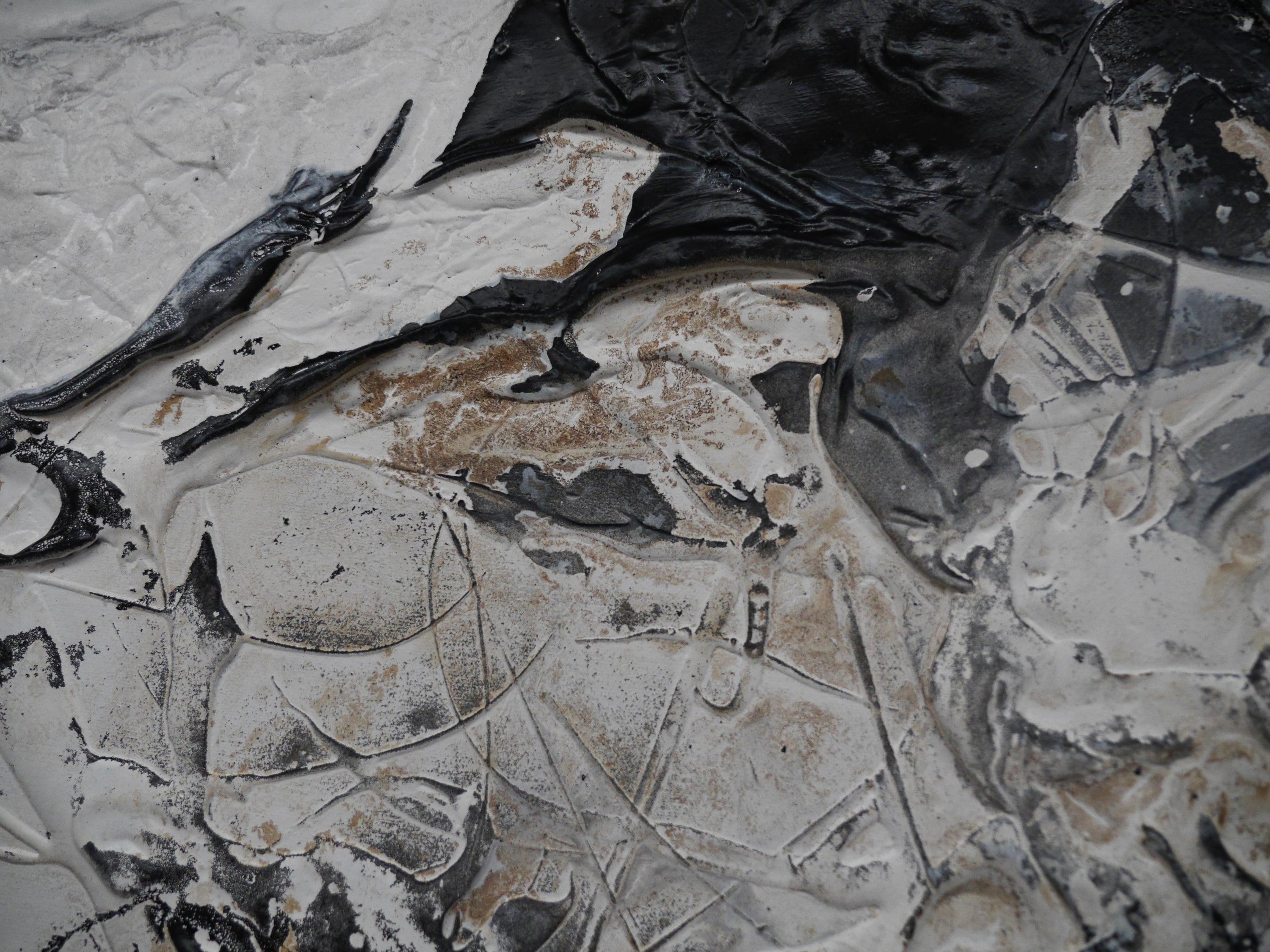Trigger 120cm x 100cm White Black Rust Minimalist Textured Abstract Painting (SOLD)