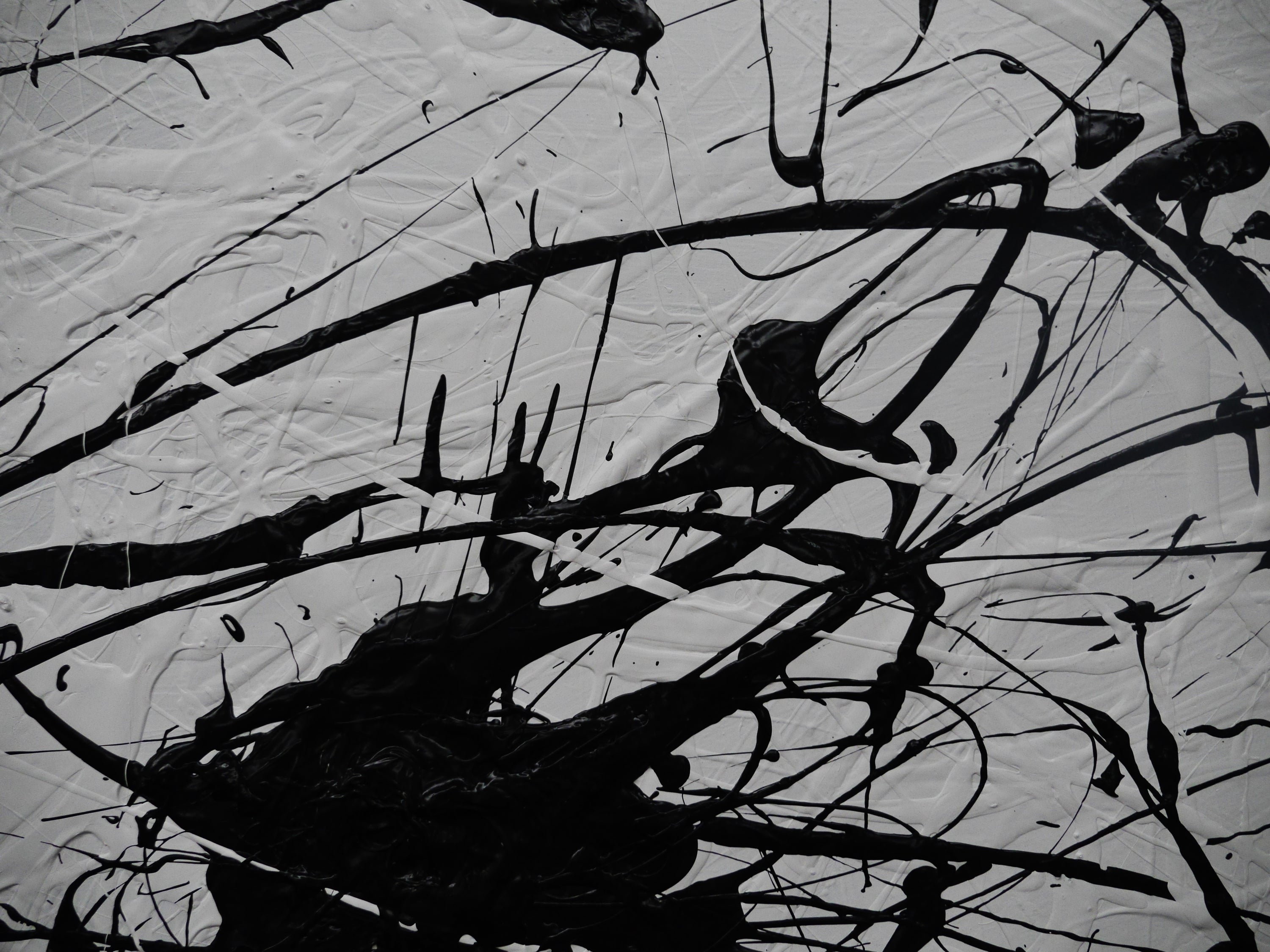 Negative Black 190cm x 100cm Black White Textured Abstract Painting (SOLD)